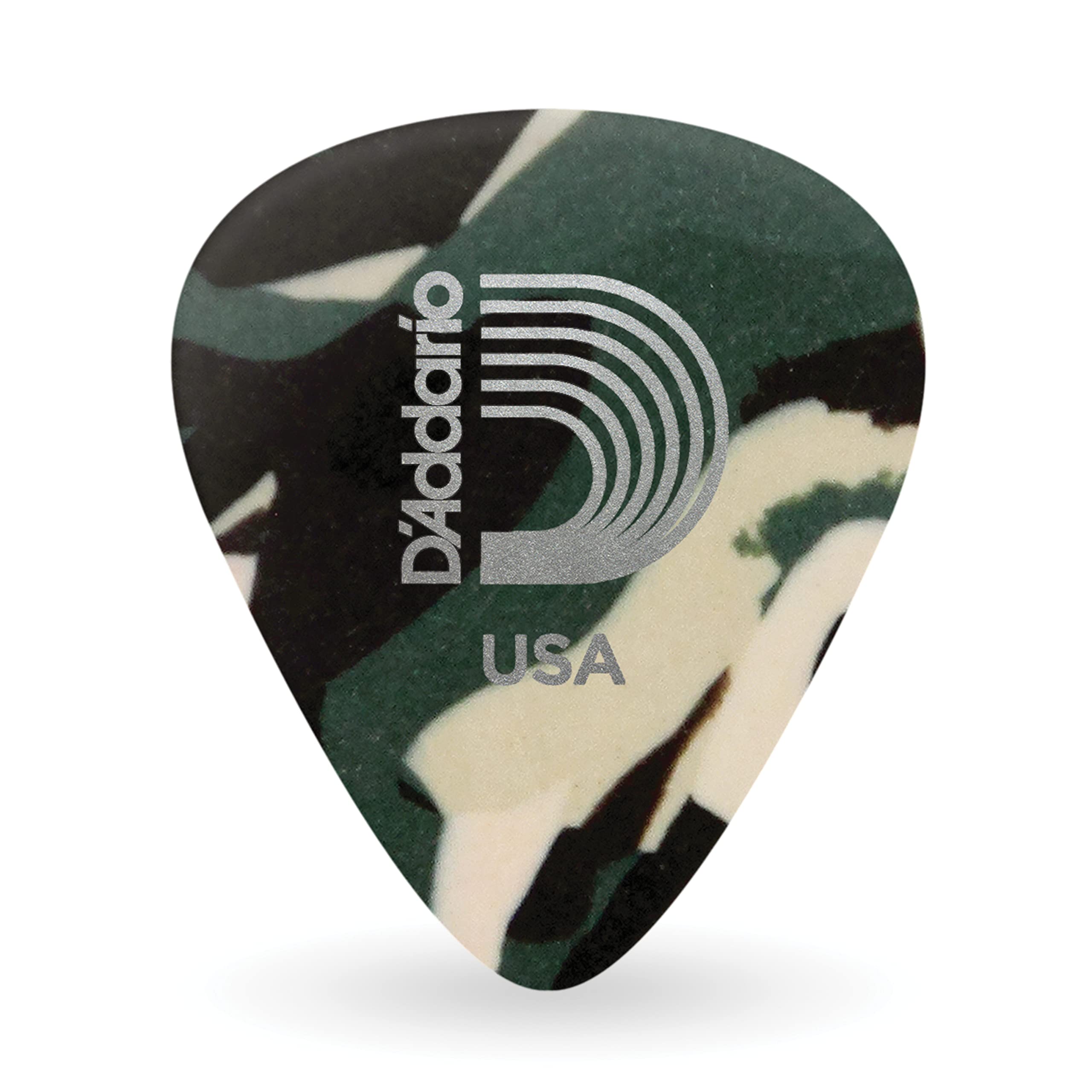 D'Addario Camouflage Celluloid Guitar Picks - 100 Pack Medium Gauge for Acoustic & Electric Guitar - Perfect for Rock, Blues & Country Music Playing