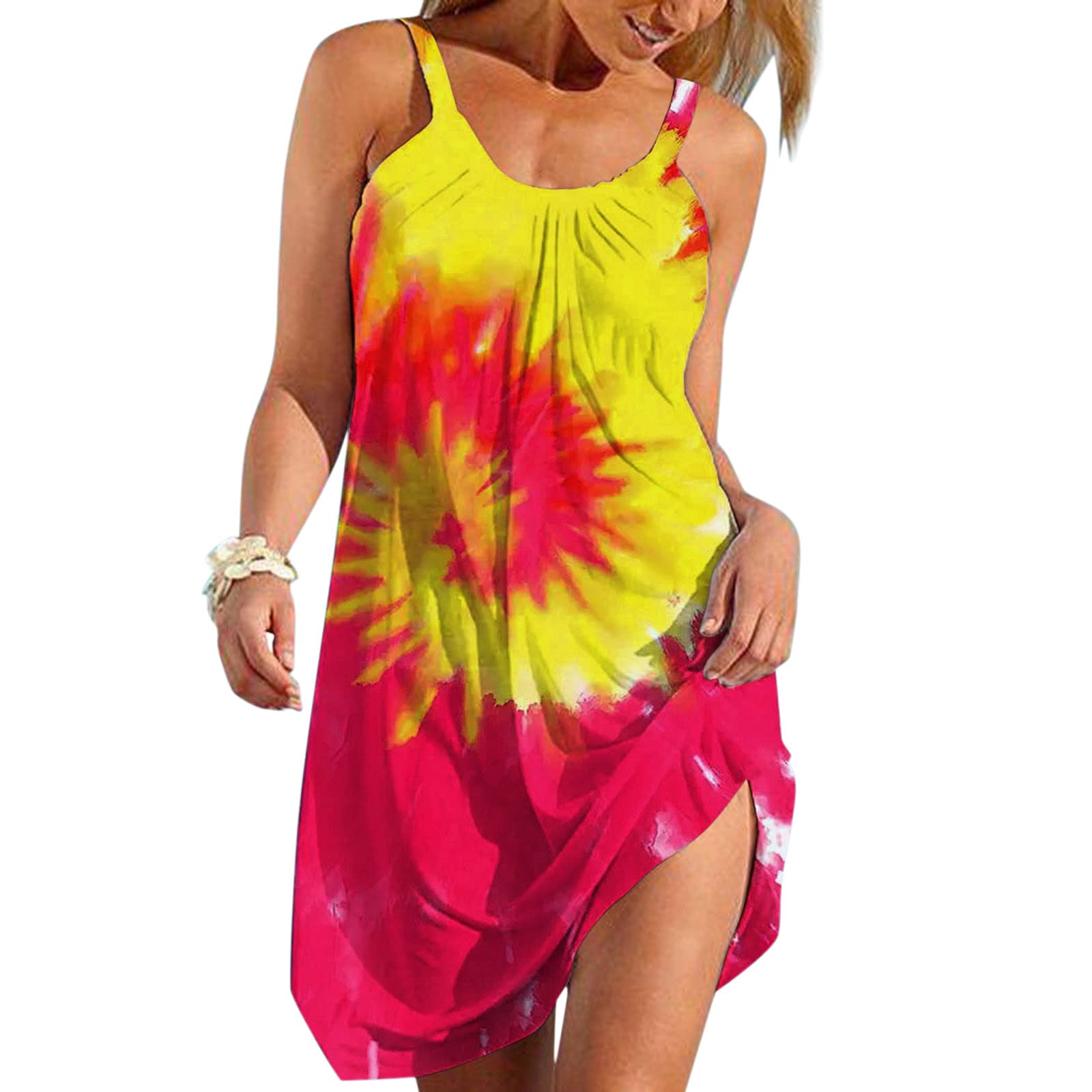 Gerichy Women's Summer Casual Short Dress - Sunflower Print Sleeveless Loose Swing Dress for Beach, Vacation & Outdoor Activities | Flowy Comfortable Sundress