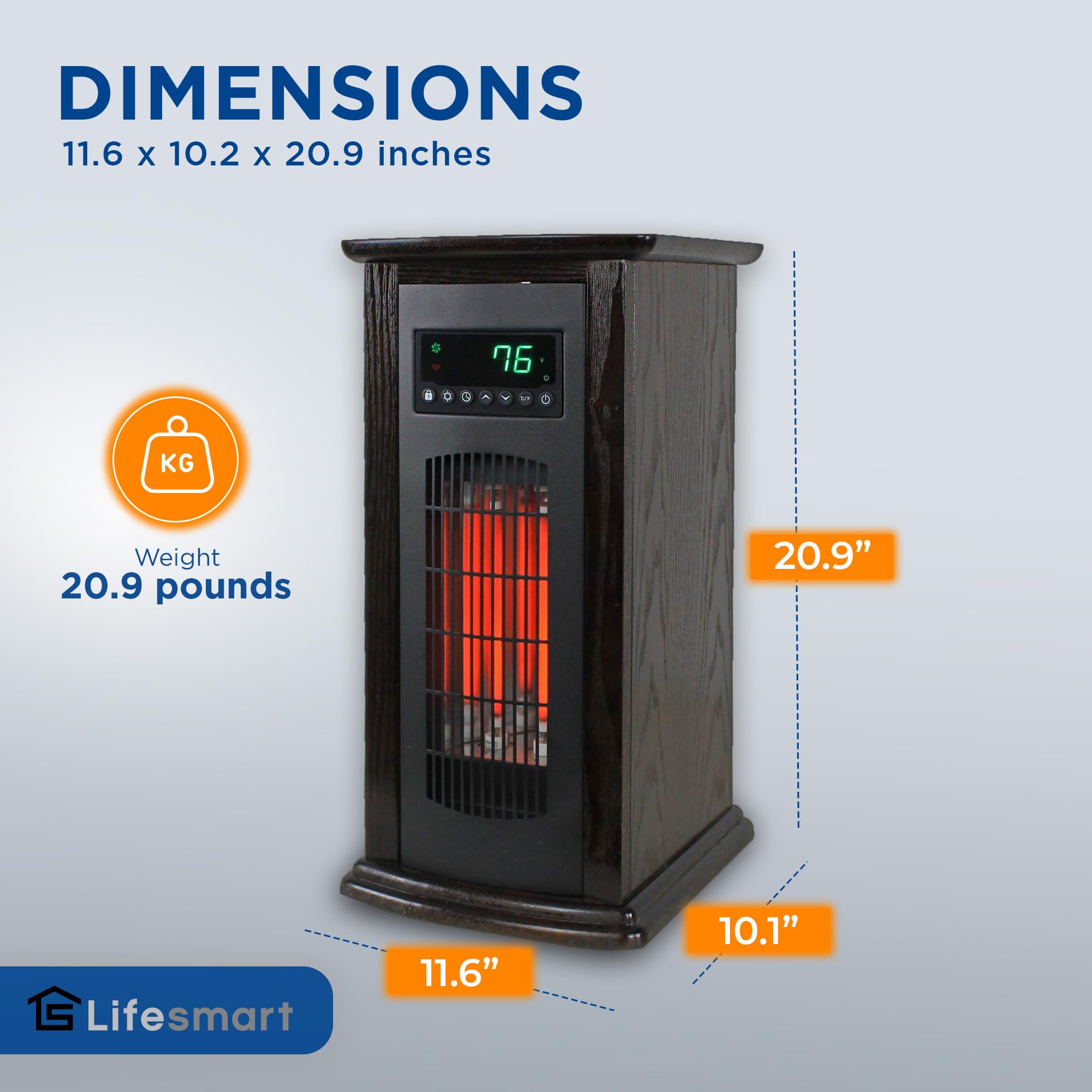 LifeSmart LifePro 1500W Infrared Quartz Tower Space Heater with Adjustable Temperature & Remote Control - Black (2 Pack) - Perfect for Bedroom, Living Room & Office Heating