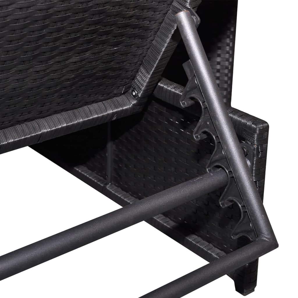 Outdoor Chaise Lounge Set of 2 - Black Poly Rattan Sun Loungers with Side Table for Poolside, Beach, Garden, Balcony, Patio & Backyard Relaxation | Weather-Resistant & Comfortable Design