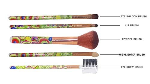 MAPPERZ 5-Piece Synthetic Makeup Brush Set - Foundation, Blending & Blush Brushes for Face Powder (Multi-Color) | Perfect for Professional Makeup Application & Travel