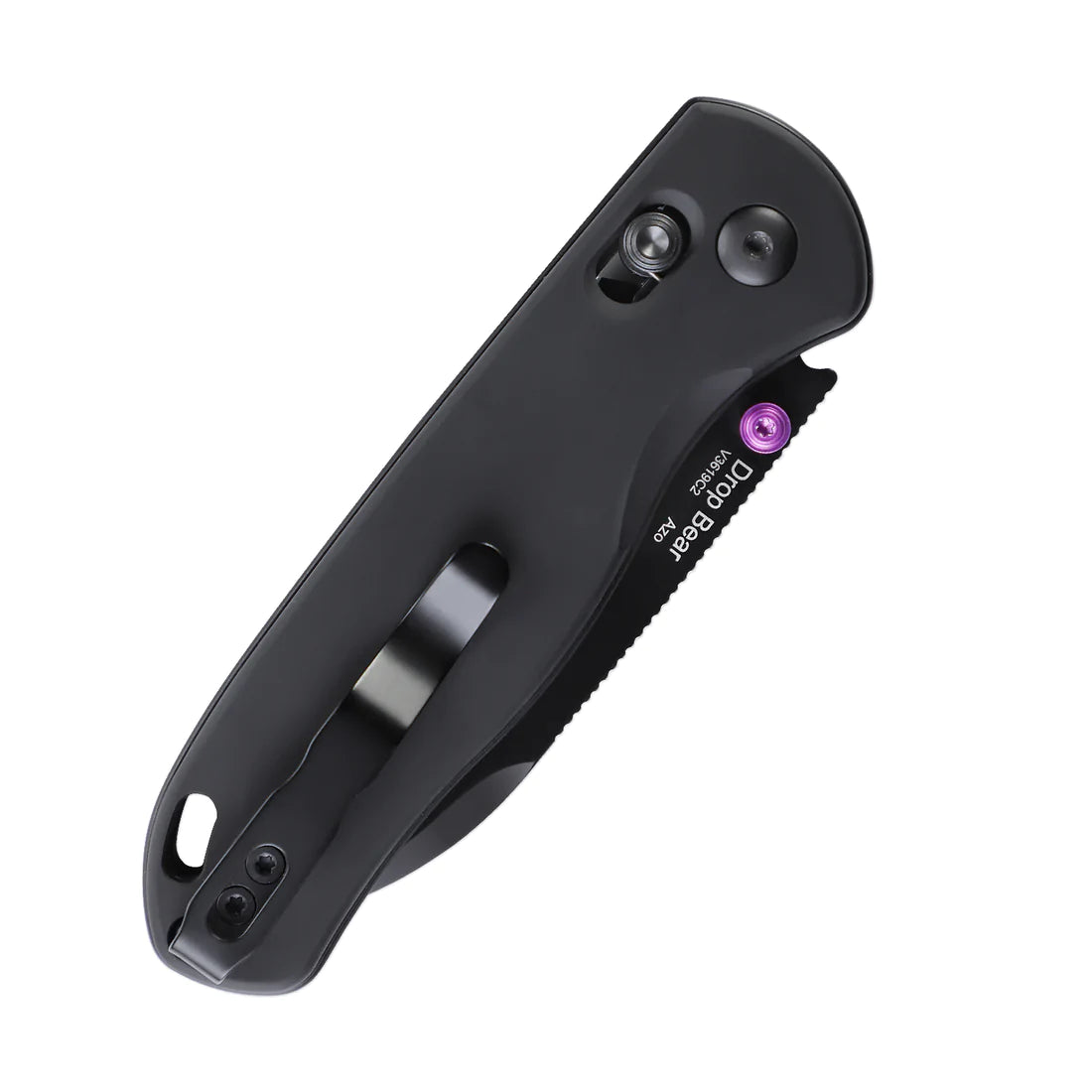 Kizer V3619A2 Vanguard Drop Bear Folding Knife - Black Drop Point Blade & Aluminum Handle - EDC, Camping, Hiking, Survival Gear