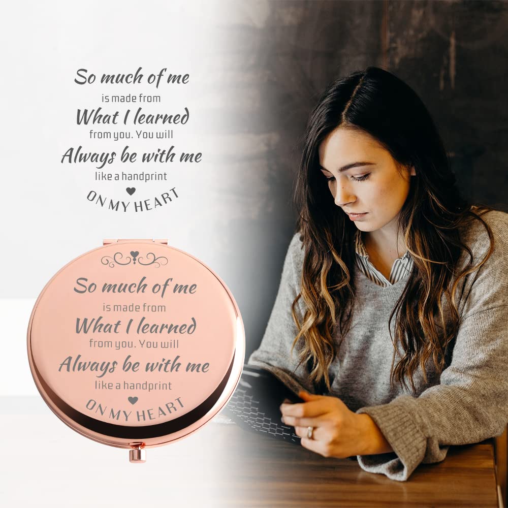 Rose Gold Compact Mirror for Women - Perfect Teacher Gift from Student, Birthday, Wedding, Graduation, Thanksgiving & Travel Gift - Elegant & Unique Present for Any Occasion - Ideal for Makeup Touch-Ups, Handbag Essentials & Special Moments