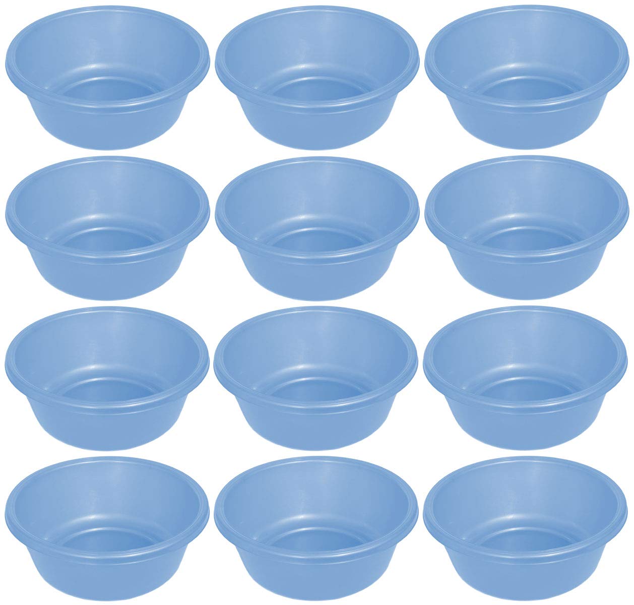 YBM Home Round Plastic Wash Basin - 12 Inch Light Blue Bathroom Sink Bowl for Laundry, Hand Washing, and Kitchen Use