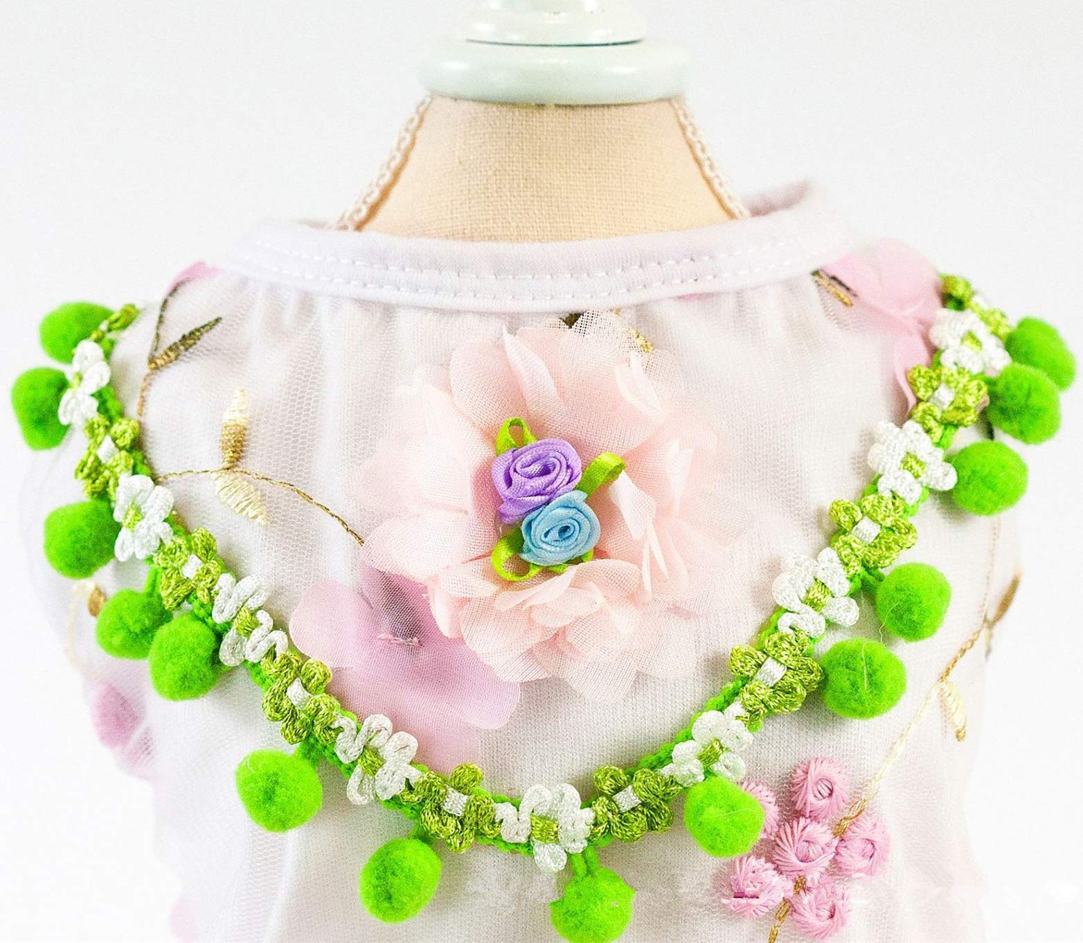 Pet Dog Mesh Harness Dress with Embroidery Plum Blossom Design - Puppy Princess Tutu Skirt for Small Dogs, Large Size Pink - Perfect for Holidays, Parties & Photo Shoots