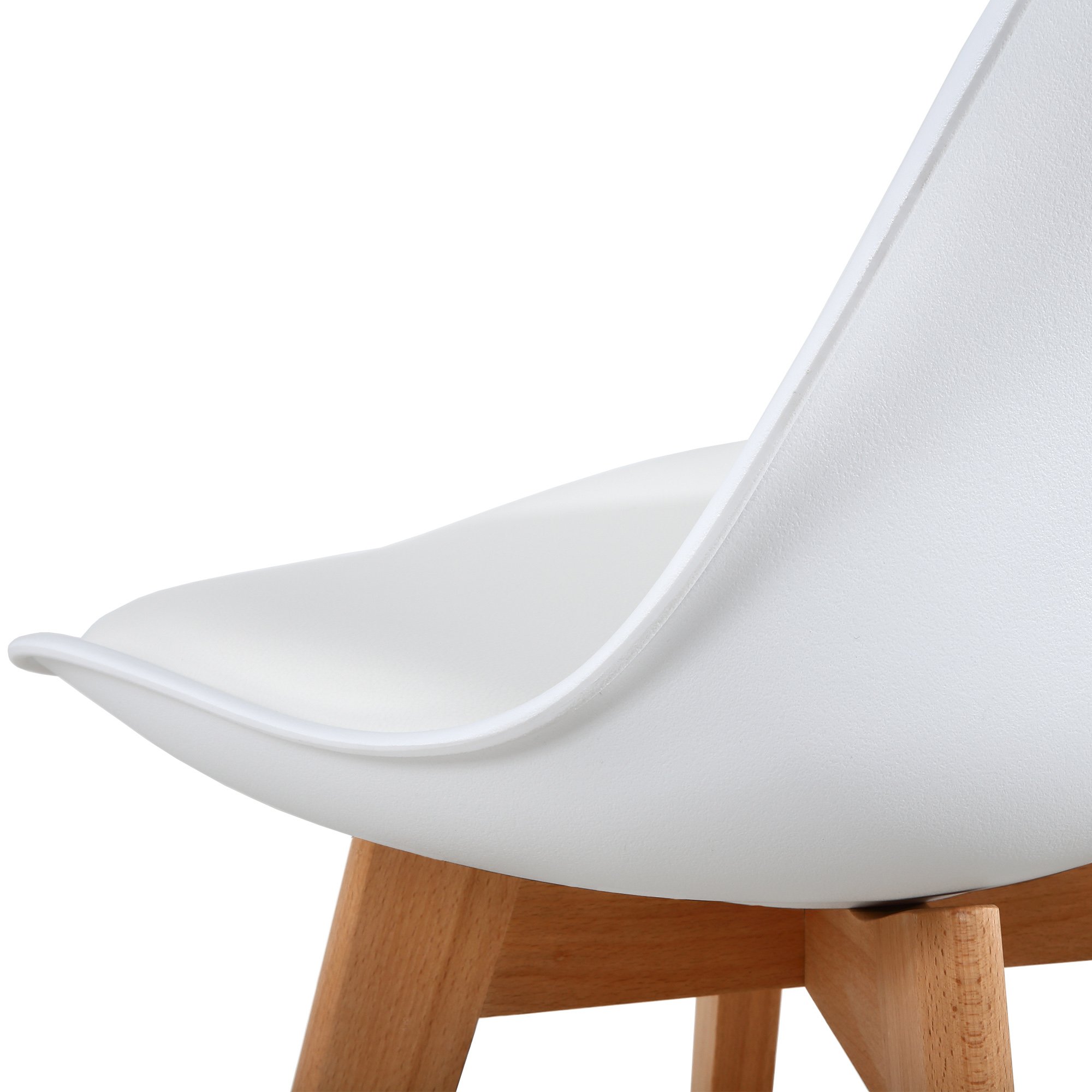 NOBPEINT Mid Century Modern Dining Chairs Set of 4 - White Upholstered Kitchen Chairs with Wooden Legs - Perfect for Dining Room, Kitchen, Breakfast Nook and Office