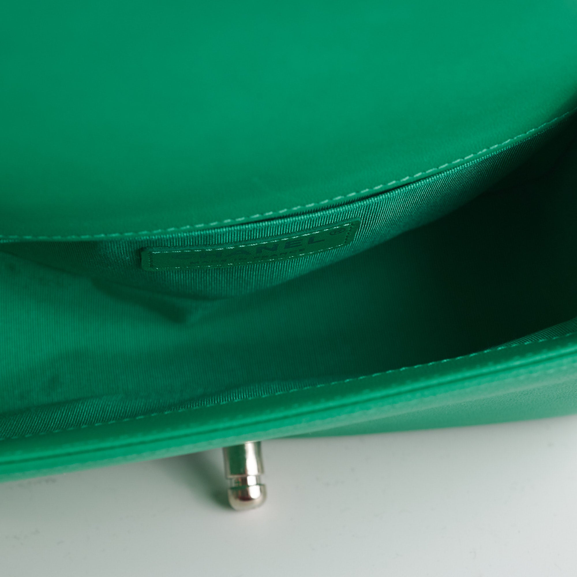Chanel Chevron Boy Small Green Leather Bag with Holographic PVC - Luxury Crossbody Purse for Women, Perfect for Parties, Date Night & Special Occasions