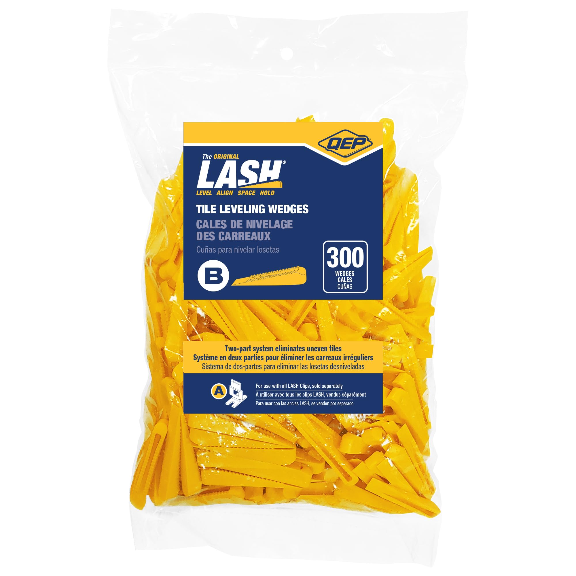 QEP LASH Tile Leveling System Part B - 300 Pack of Wedges for Professional Tile Installation | Perfect for Floor and Wall Tiles