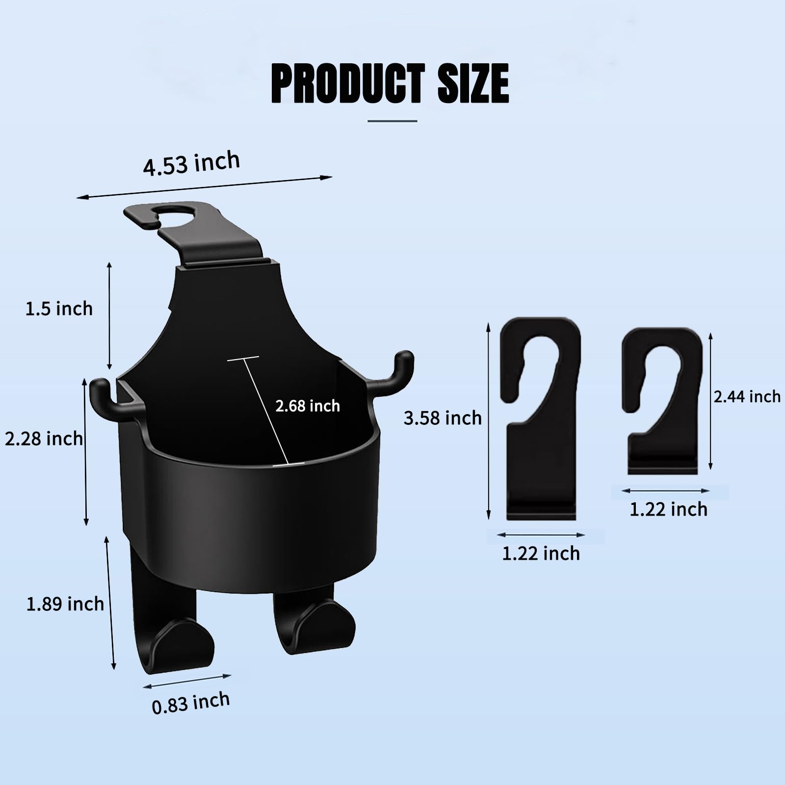 3-in-1 Multifunctional Car Seat Back Hook & Cup Holder - Heavy Duty Auto Organizer (2 Pack, Type-A) - Perfect for Road Trips, Grocery Bags & Backseat Storage