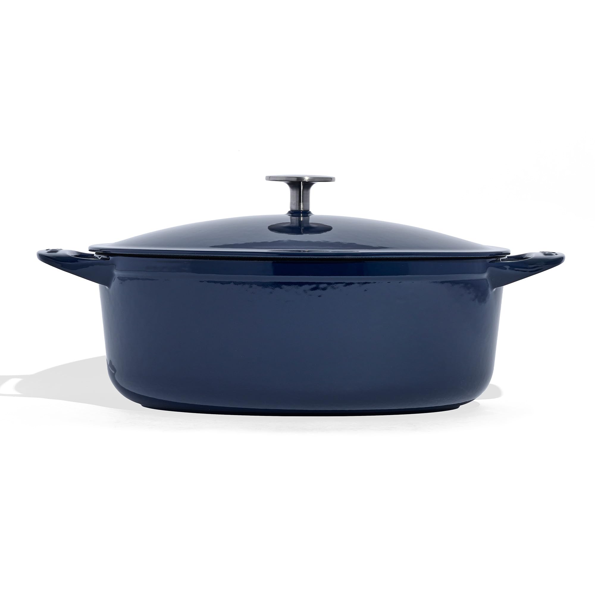 Premium Enameled Cast Iron Dutch Oven 7.5 Quart - Blue Oval French Cookware with Superior Heat Retention - Induction Compatible & Durable - Professional Kitchen Essential for Baking, Roasting, and Slow Cooking - Made in France