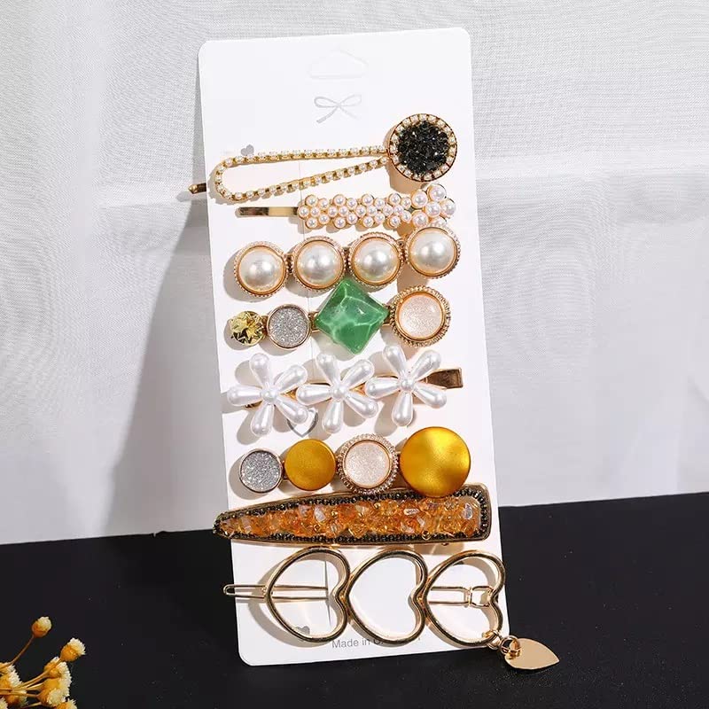 Stylish Korean Non-Slip Metal Hair Clips for Women & Girls - Pearl & Heart Hairpins | Elegant Hair Accessories & Headwear Styling Tools | Perfect for Office, Weddings & Daily Use