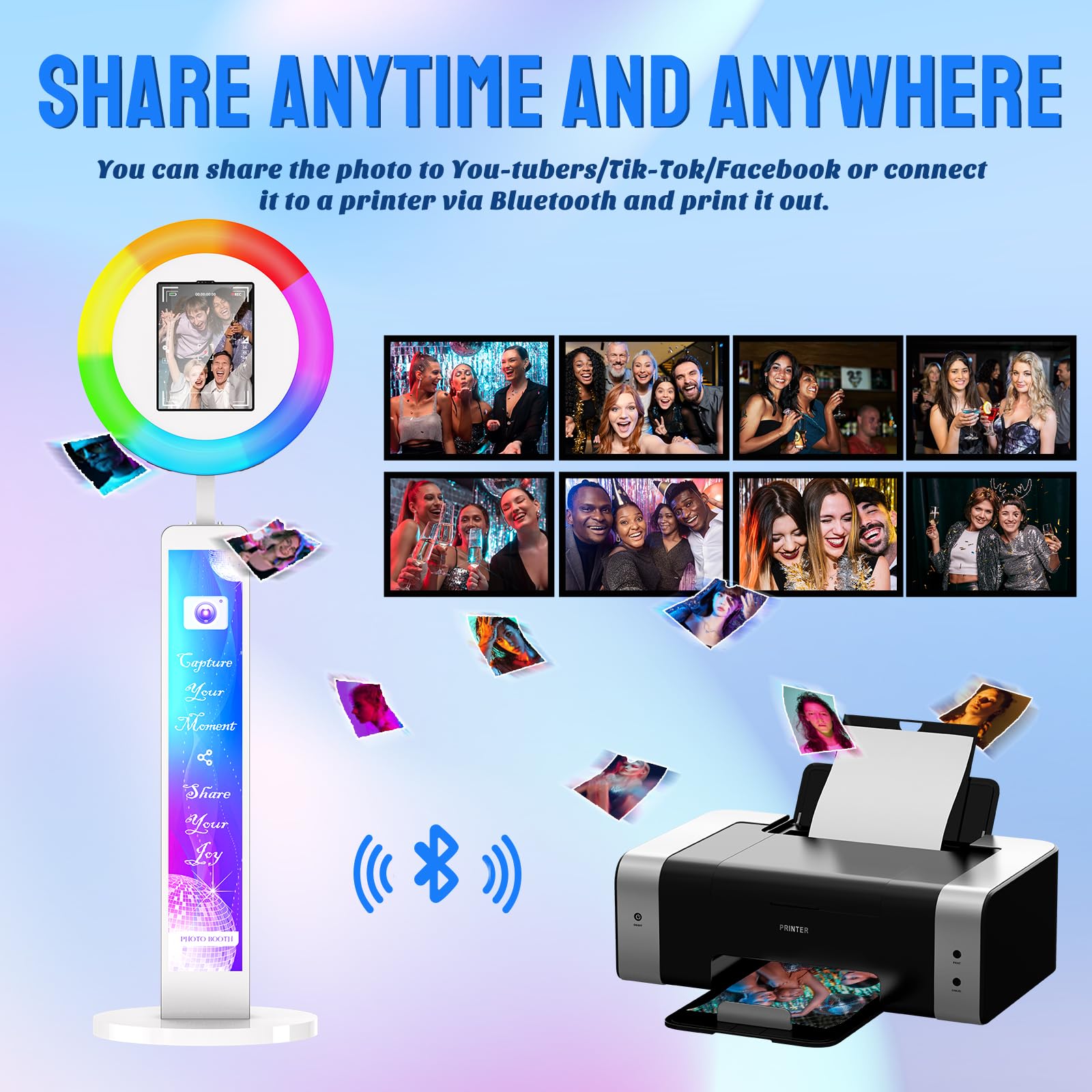 YCKJNB Portable iPad Photobooth with Ring Light & Remote Control - Professional Photo Booth Machine with Flight Case for TikTok, YouTube Live, Events & Parties - Perfect for Social Media Content Creation, Live Streaming & Professional Photography