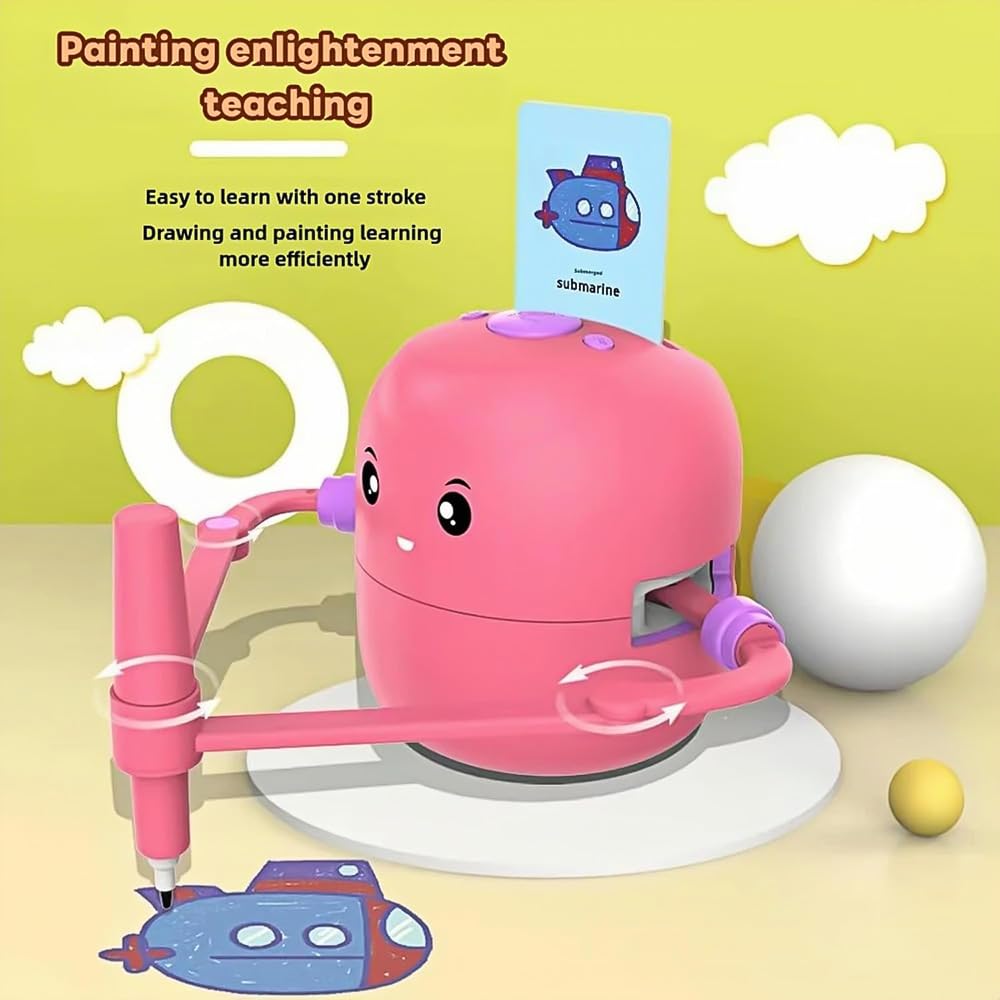 Smart Drawing Robot for Kids - Interactive Educational Toy with Drawing Cards, Montessori Learning Robot for Boys & Girls Ages 5-7 | Perfect for Home Schooling, Birthday Gifts & Creative Play (Blue)