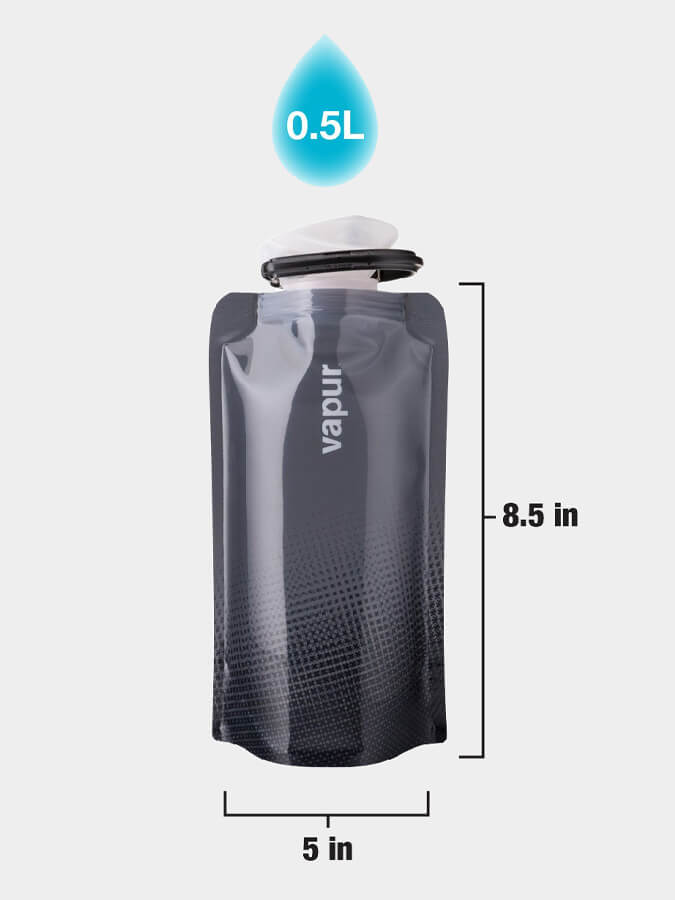 Vapur 0.5L Collapsible Water Bottle with Wide Mouth - BPA Free, Leak Proof & Lightweight - Perfect for Hiking, Travel & Outdoor Activities