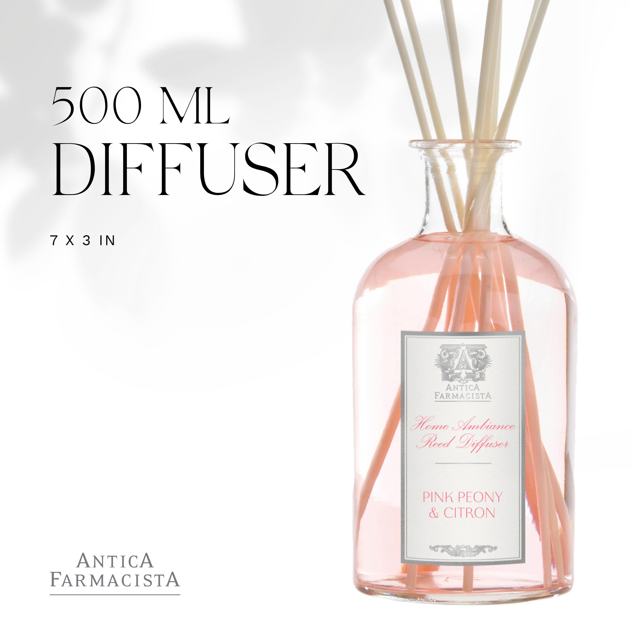 Antica Farmacista Home Ambiance Diffuser - Peony, Gardenia & Rose Scented Aromatherapy Essential Oil Diffuser (17 fl oz) for Relaxation, Spa, Bedroom & Living Room Decor