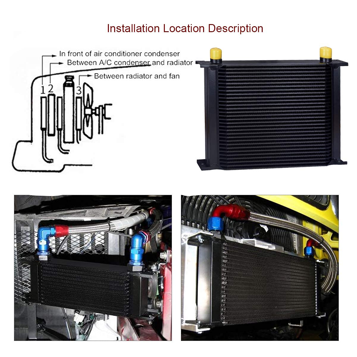 EVIL ENERGY 30 Row AN10-10AN Stacked Plate Oil Cooler with 6AN/8AN Adapter & 20FT Black Braided Nylon Fuel Line Kit - Universal Engine & Transmission Cooling for High-Performance Cars, Trucks, and Racing Vehicles