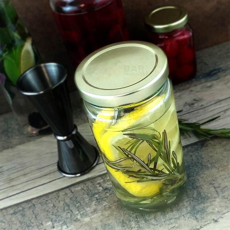Premium 12oz Clear Glass Bartending Jar with Gold Lid - Ideal for Cocktail Mixing, Home Bars & Professional Bartending