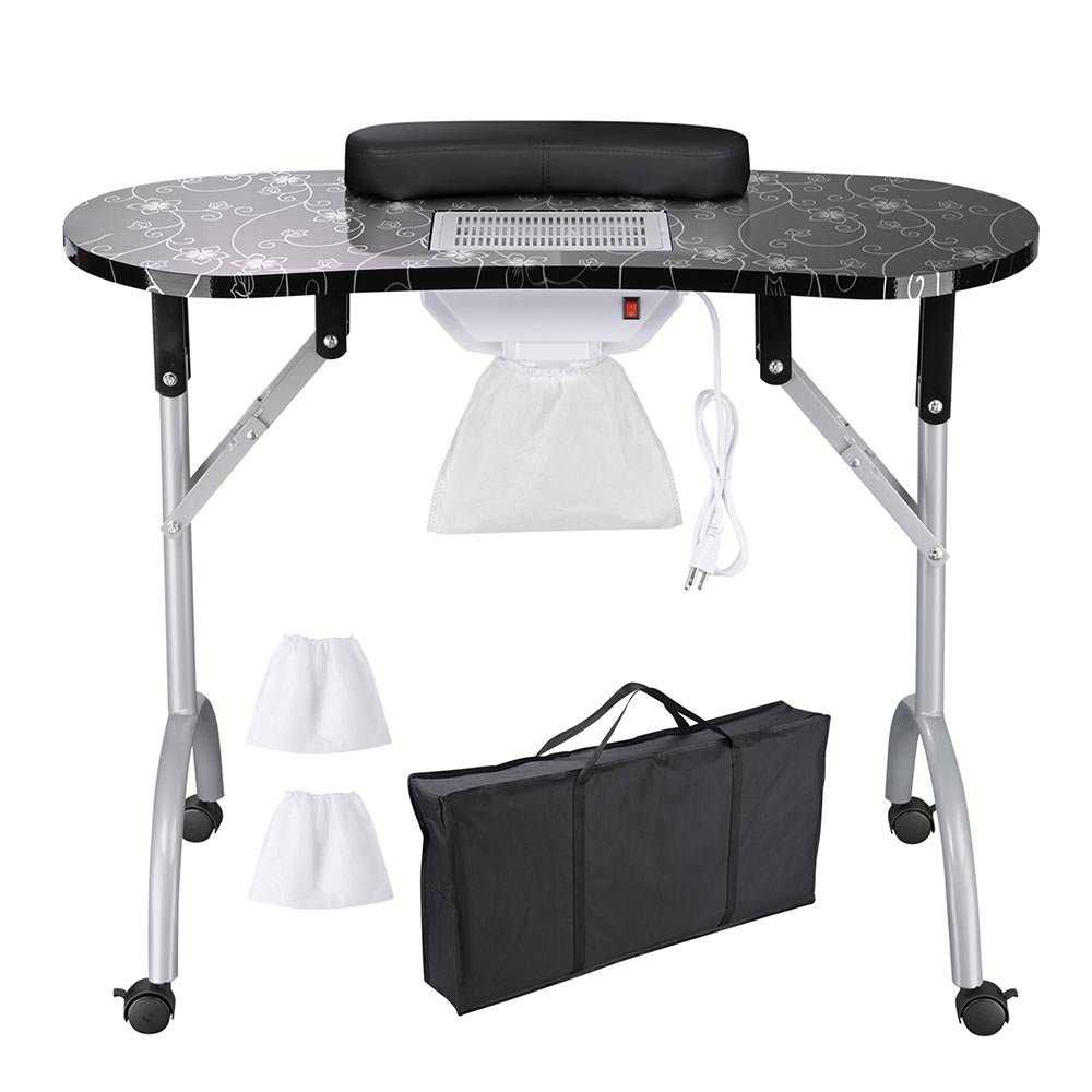 Foldable Mobile Nail Table with Dust Collector - Portable Manicure Station for Home & Salon Use - Perfect for Nail Technicians & DIY Nail Art at Home