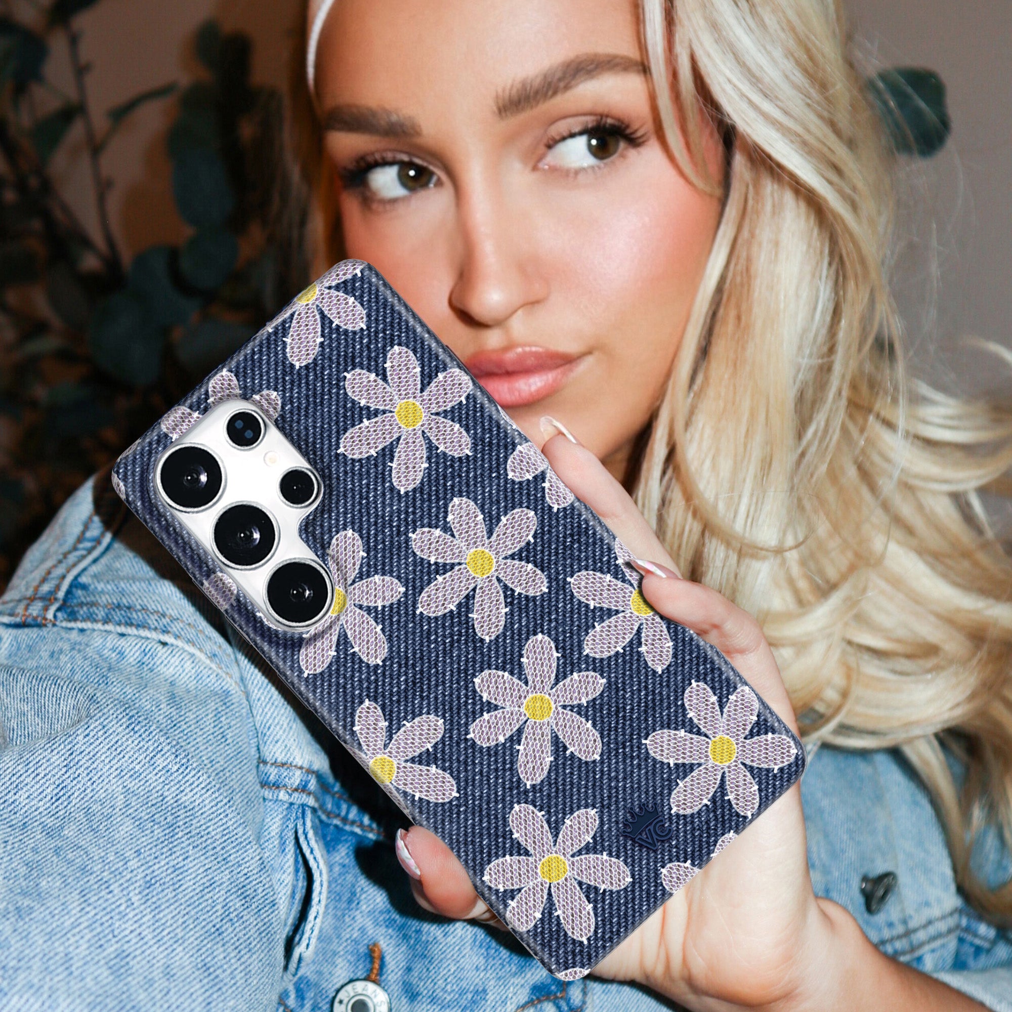 Samsung Galaxy Phone Case with Denim Daisy Design - Stylish & Protective Cover for Everyday Use, Work, and Travel