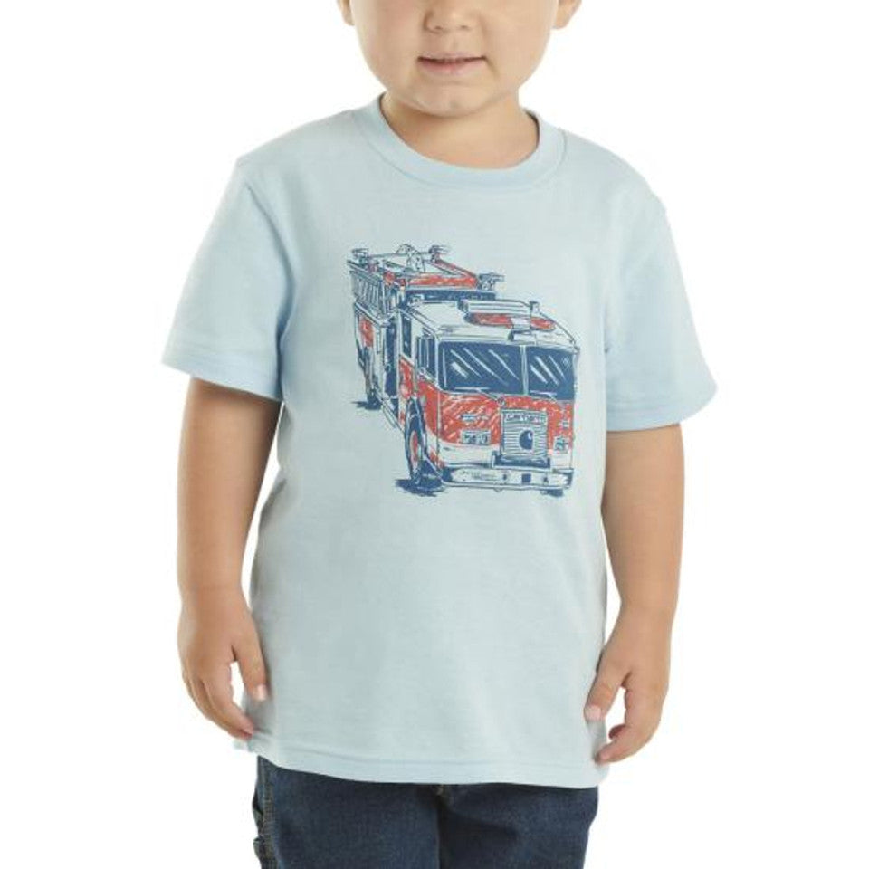 Youth Short Sleeve Fire Truck Graphic T-Shirt - Comfortable Cotton Tee for Kids & Toddlers - Perfect for Playtime, Birthday Parties & Firefighter Theme Events