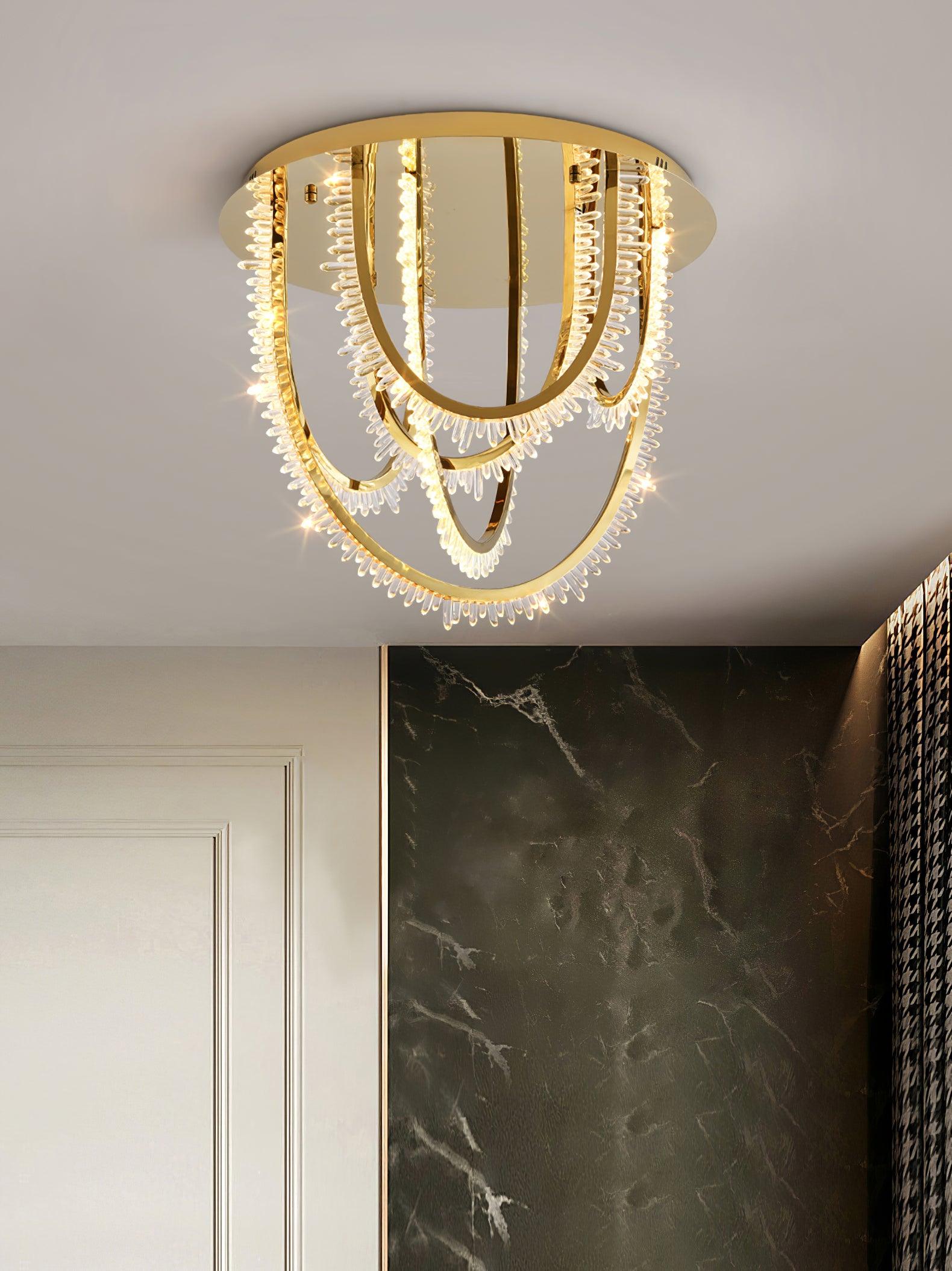 Elegant Crystal Chandelier Ceiling Light - Modern Dangling Pendant Lamp for Dining Room, Bedroom, and Living Room Decor