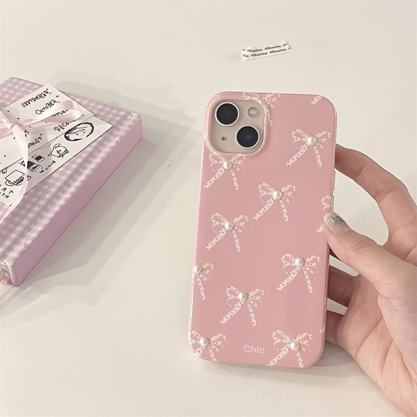 Elegant Pink Bow Phone Case Compatible with iPhone 11/12/13/14/15 Pro Max - Slim Protective Cover for Women & Girls - Perfect for Everyday Use, Gift Giving & Special Occasions