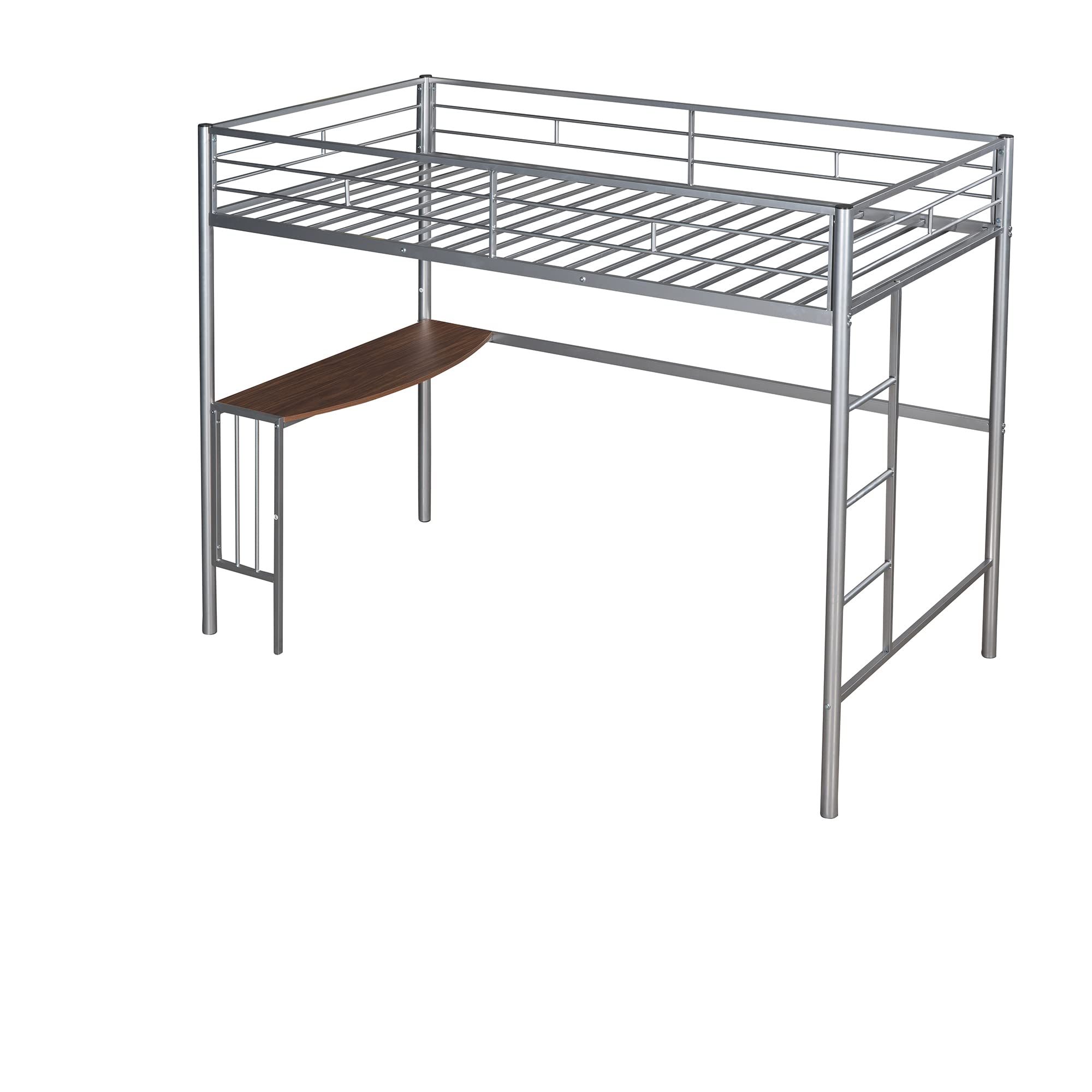 Harper & Bright Designs Twin Over Full Bunk Bed with Study Desk - Metal Bunk Bed for Kids & Teens - Converts to Loft Bed or Platform Bed - Space Saving Bedroom Furniture for Small Rooms - Silver Finish (New)