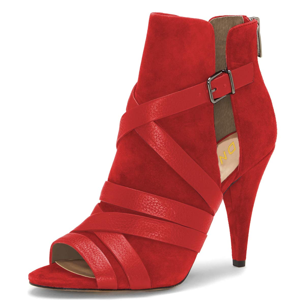 YDN Women's Peep Toe Cone High Heel Booties - Stylish Cutout Buckle Party Dress Pumps for Women | Perfect for Evening Events, Date Nights & Special Occasions