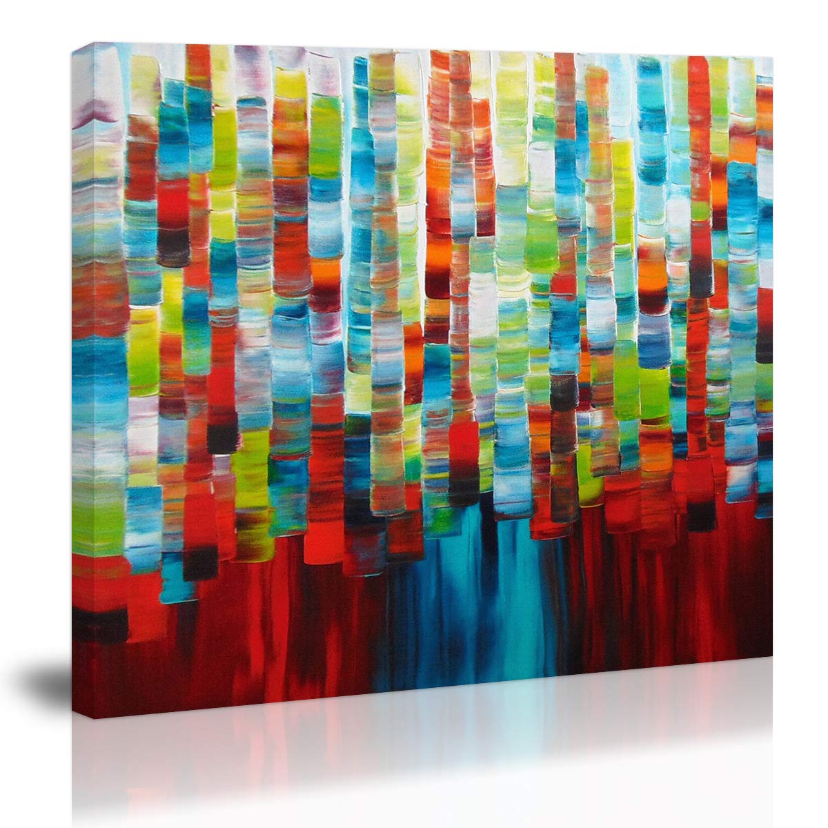 Modern Abstract Wall Art - Colorful Canvas Painting with Red Texture - Home Decor for Living Room, Dining Room & Bedroom - Perfect for Contemporary Spaces & Gift Ideas