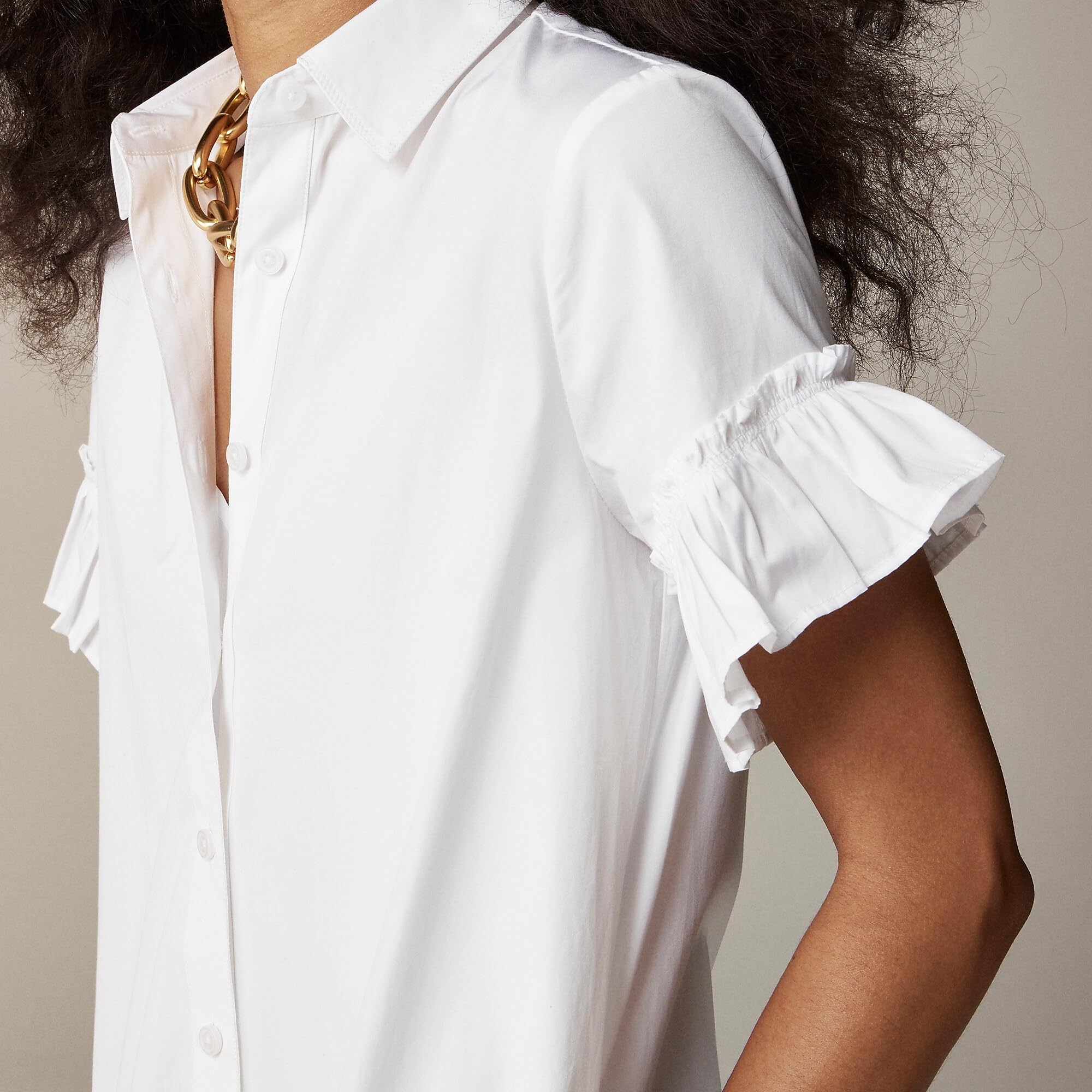 Women's Cotton Ruffle Mini Shirt Dress - Short Sleeve Button Up Shift Dress with Drop Waist | Casual Summer Outfits, Beach Cover Up, Office Wear & Date Night Dresses