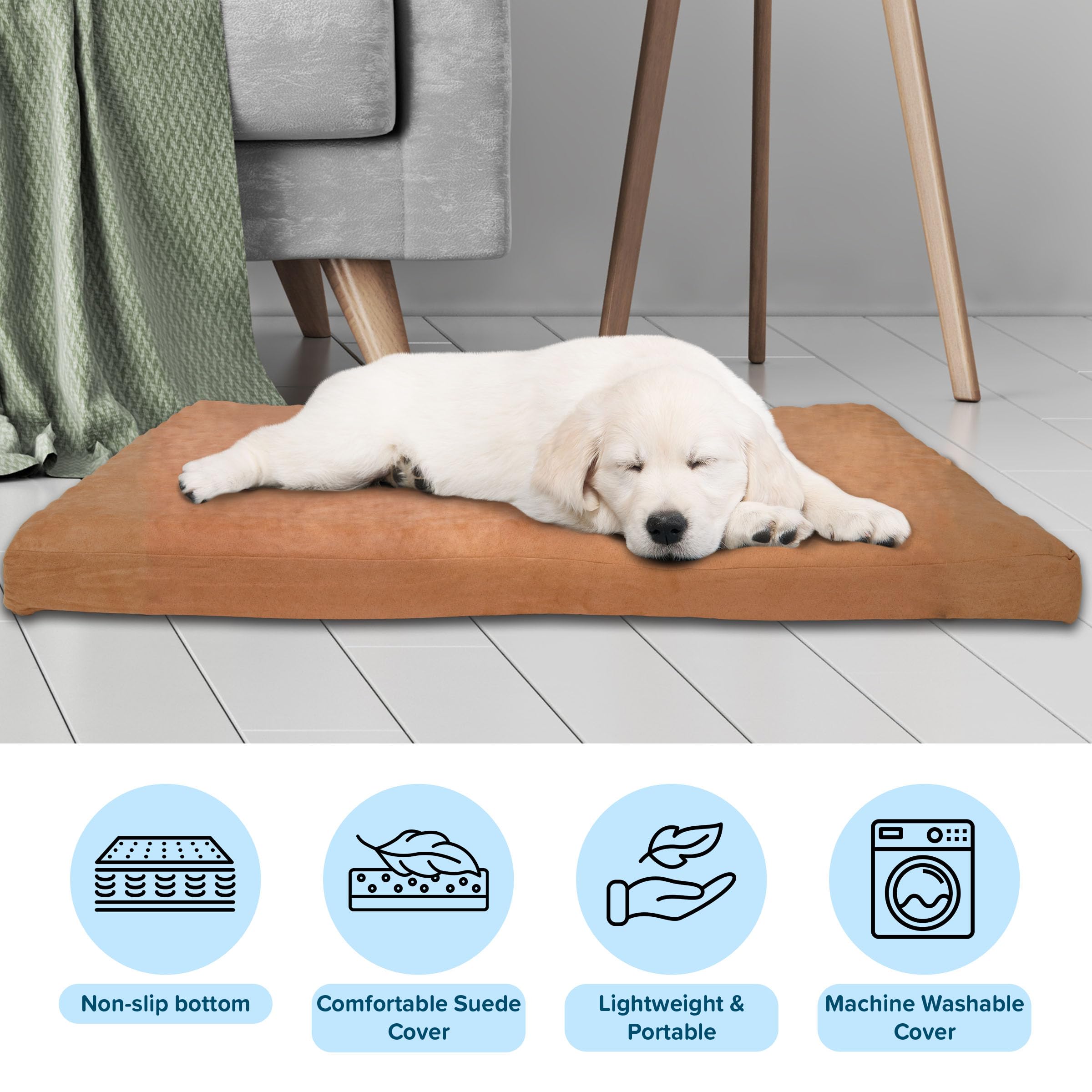 Orthopedic Dog Bed with Removable Washable Cover - Water-Resistant, Non-Slip Bottom & Egg Crate Foam - Medium 36in Pet Bed for Puppies & Adult Dogs - Perfect for Crates, Living Rooms & Bedrooms (Clay)
