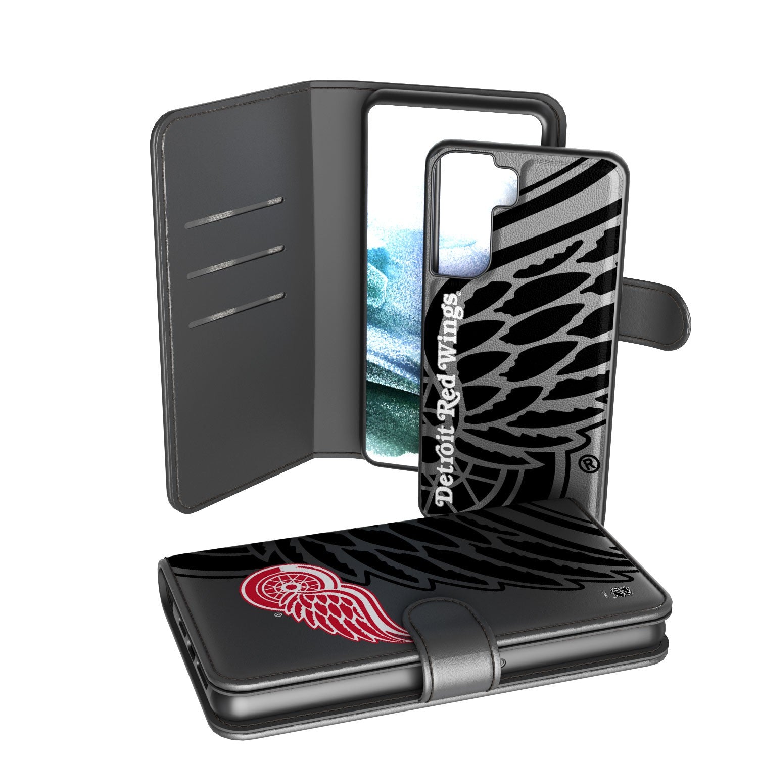 Detroit Red Wings Tilt Wallet Phone Case for iPhone & Samsung - Slim RFID Blocking Credit Card Holder with Kickstand - Perfect for Hockey Fans & Game Day Accessories
