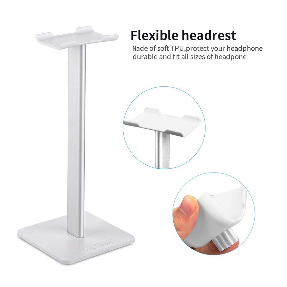 Premium Aluminum Headphone Stand with Flexible Headrest - Universal Gaming Headset Holder with Anti-Slip Base - Perfect for Desk Organization & Gaming Setup