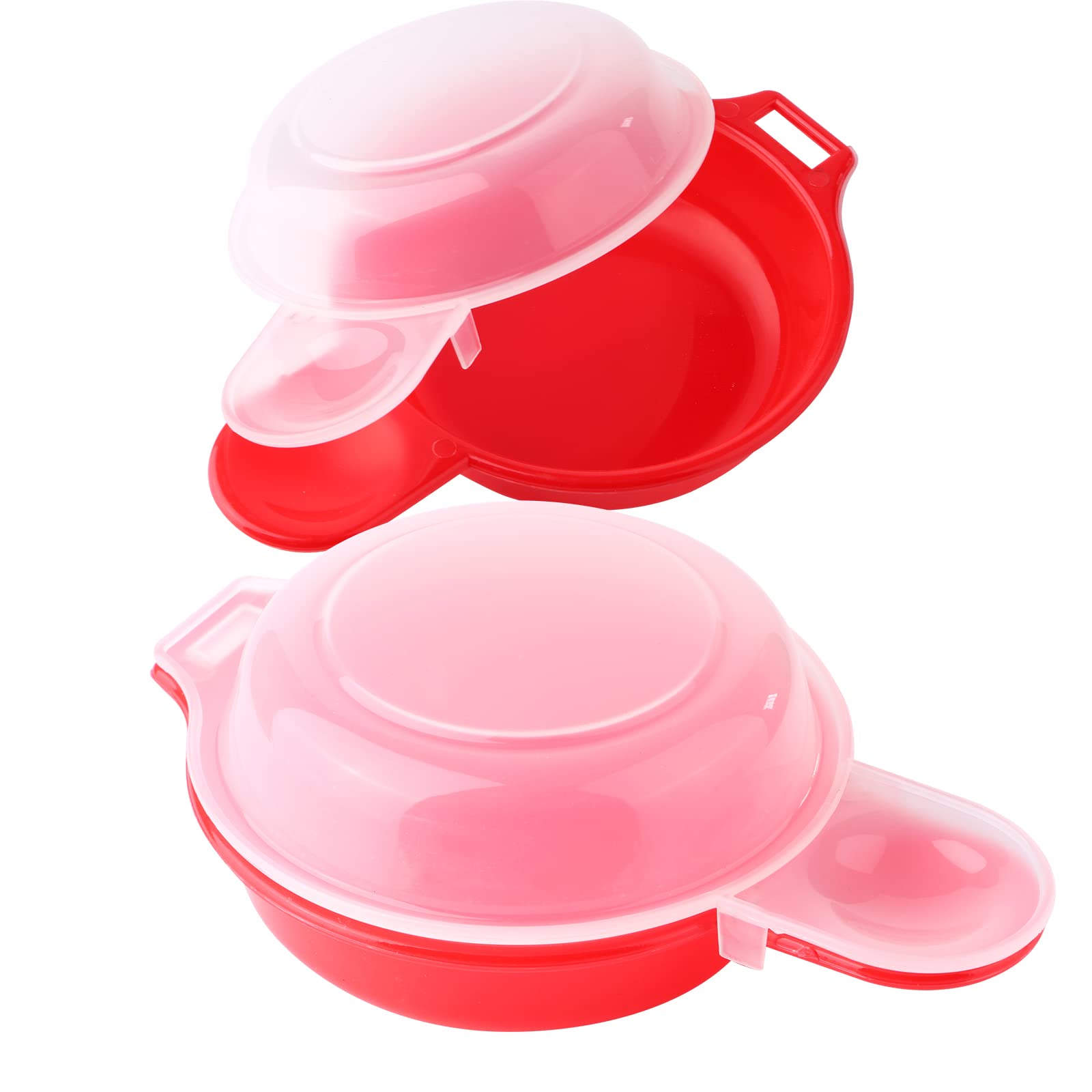 2-Pack Microwave Egg Cooker Set – 1-Minute Fast Egg Hamburg & Omelet Maker – Red & Clear Kitchen Cooking Tool – Perfect for Breakfast, Meal Prep & Quick Snacks