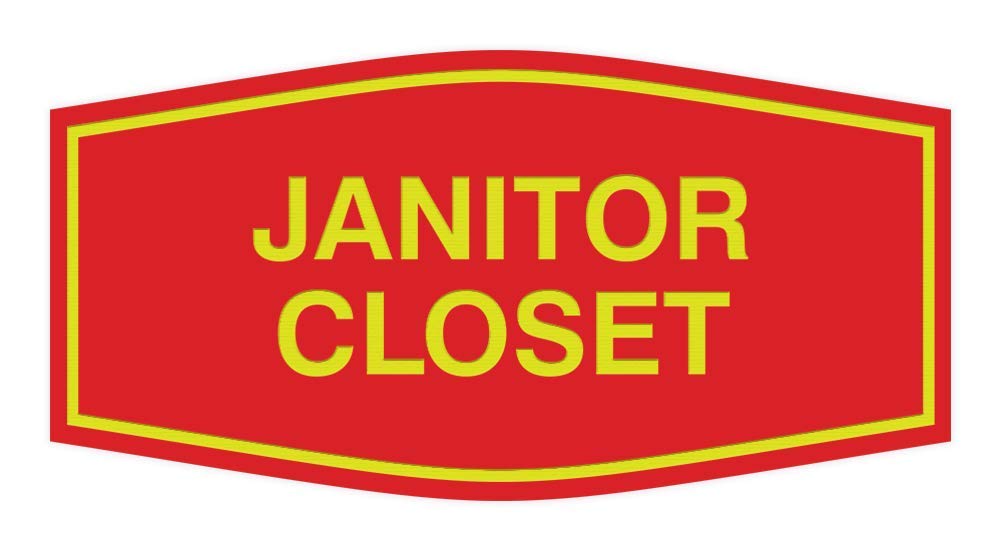 Premium Janitor Closet Sign (Red/Yellow) - Large Durable Door Sign for Commercial Buildings & Schools - Perfect for Maintenance Rooms, Utility Closets & Cleaning Supply Storage