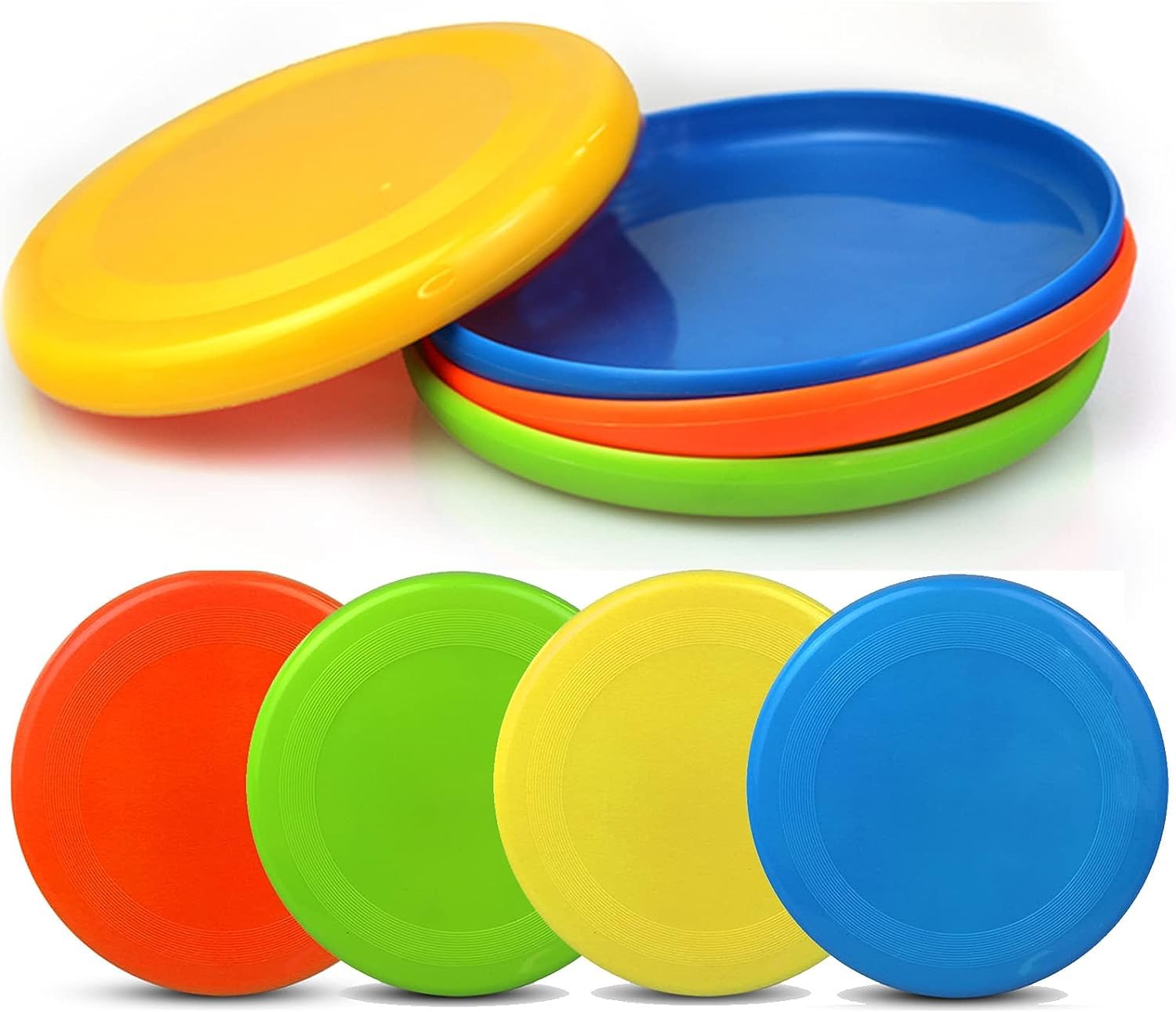 Jumbo 8 Inch Flying Disc Toys for Kids & Adults - Sand Beach Sports Outdoor Play Set for Backyard, Lawn, Park - Perfect for Summer Beach Games, Family Picnics, Birthday Parties & Holiday Stocking Stuffers (8 Pack)