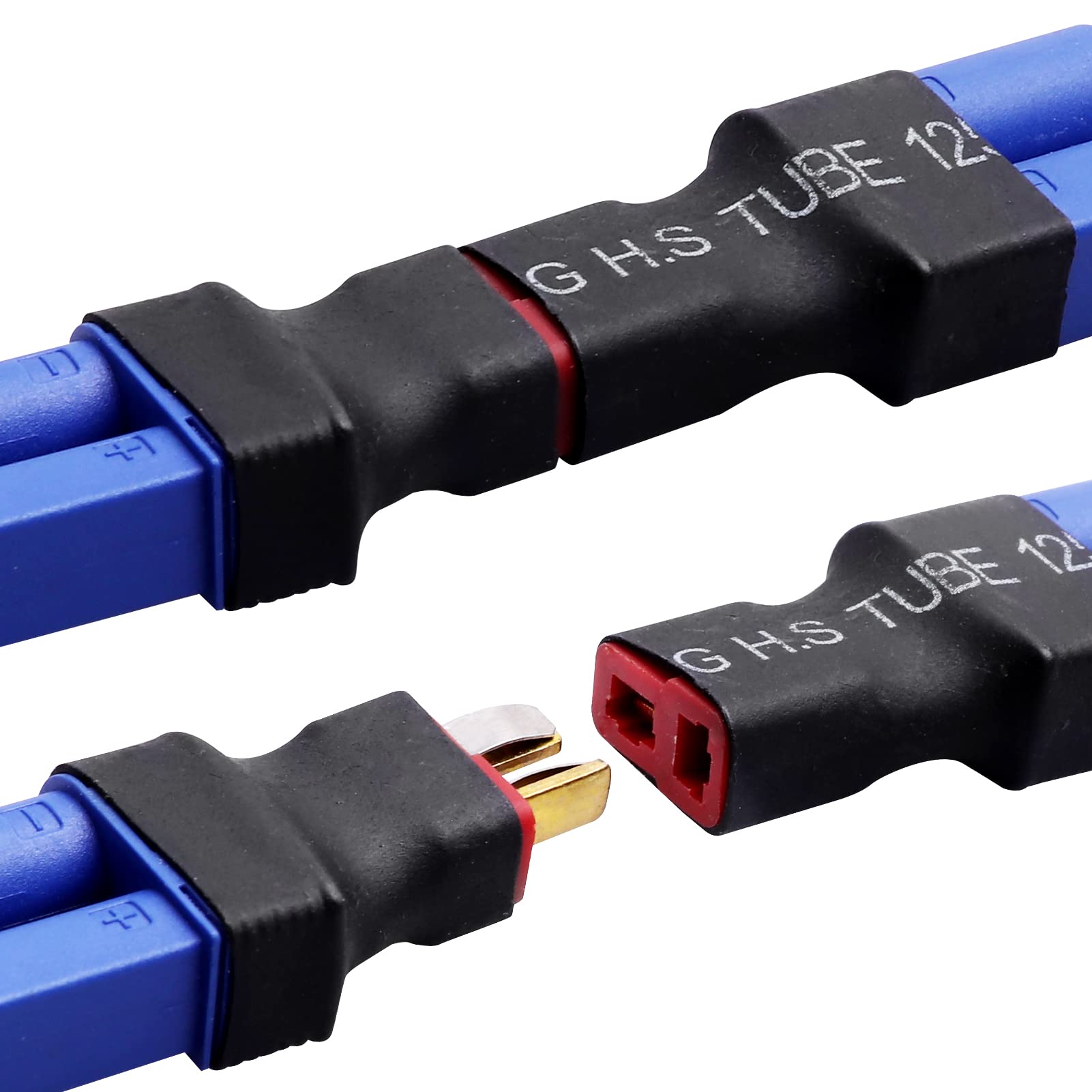 HobbyPark Deans T Plug to EC5 Connector Adapter for RC LiPo Battery Charger Conversion with Battery Straps - Compatible with RC Cars, Drones, and Airsoft Battery Charging
