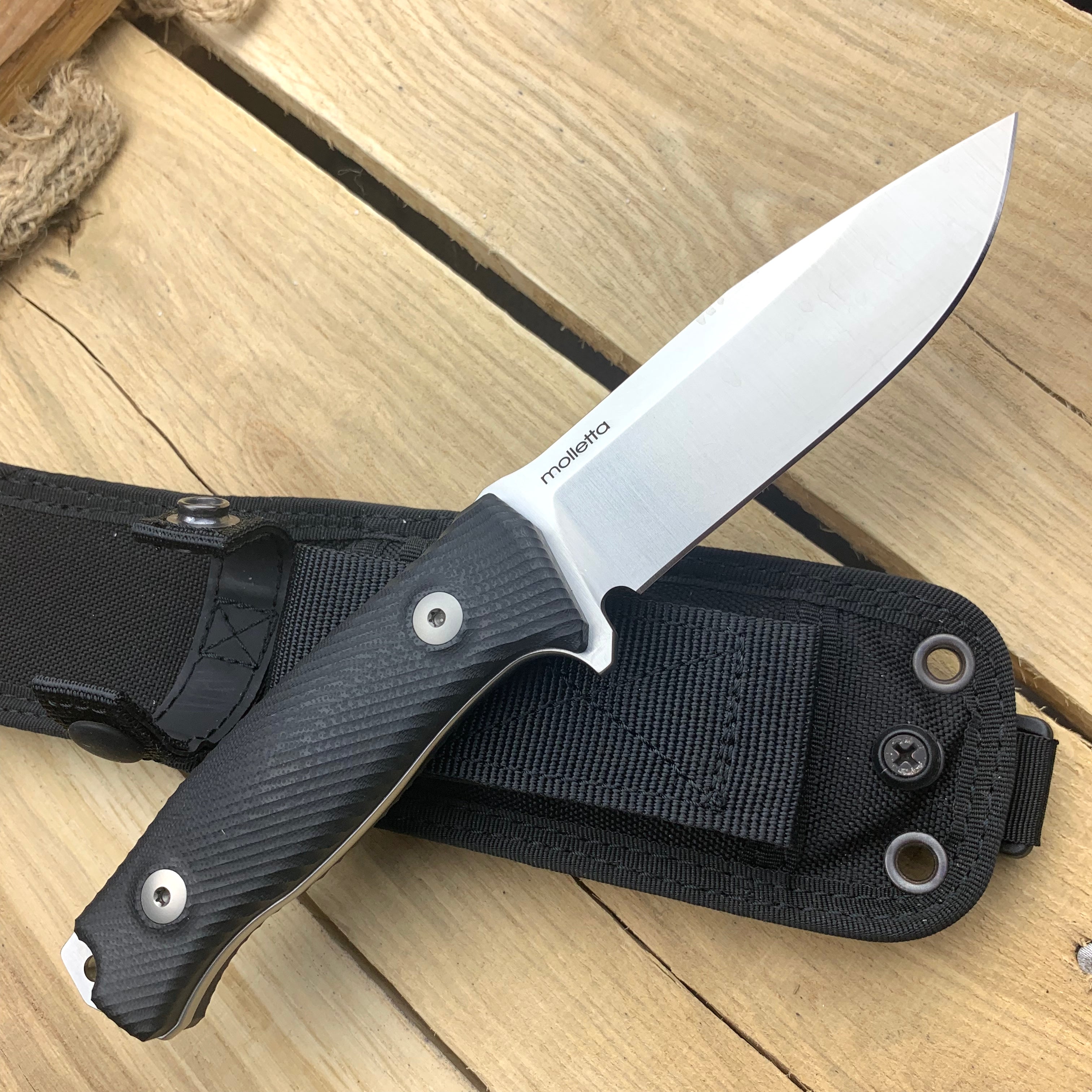 Lionsteel LSTM5G10 M5 Fixed Blade Knife - High Carbon Steel Survival Knife for Outdoor Camping, Hunting & Bushcraft