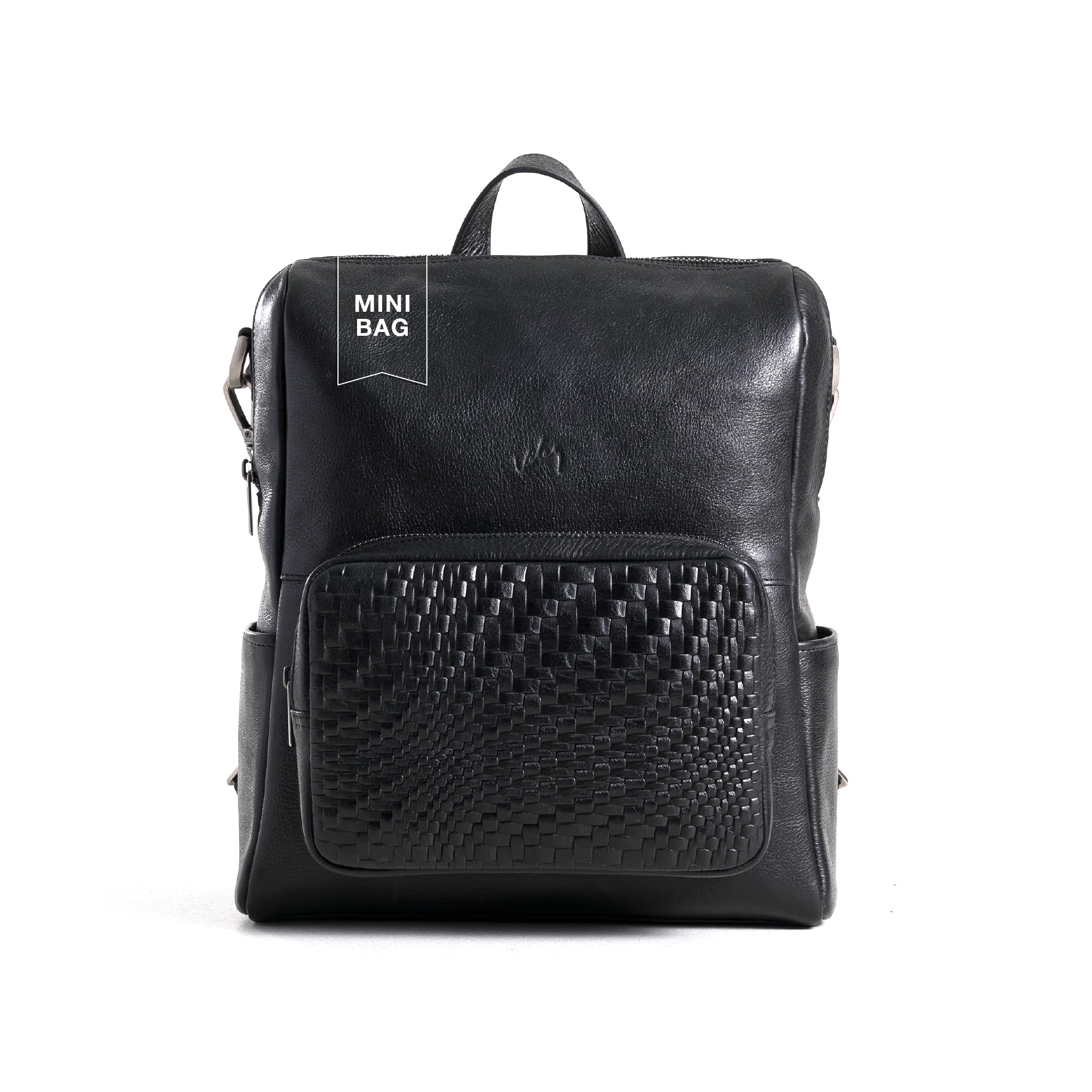 VELEZ Genuine Black Top Grain Leather Mini Backpack for Women - Small Shoulder Bag Purse Fits 11 Inch Tablet - Stylish Designer Handbag for Ladies - Perfect for Work, Travel & Daily Use