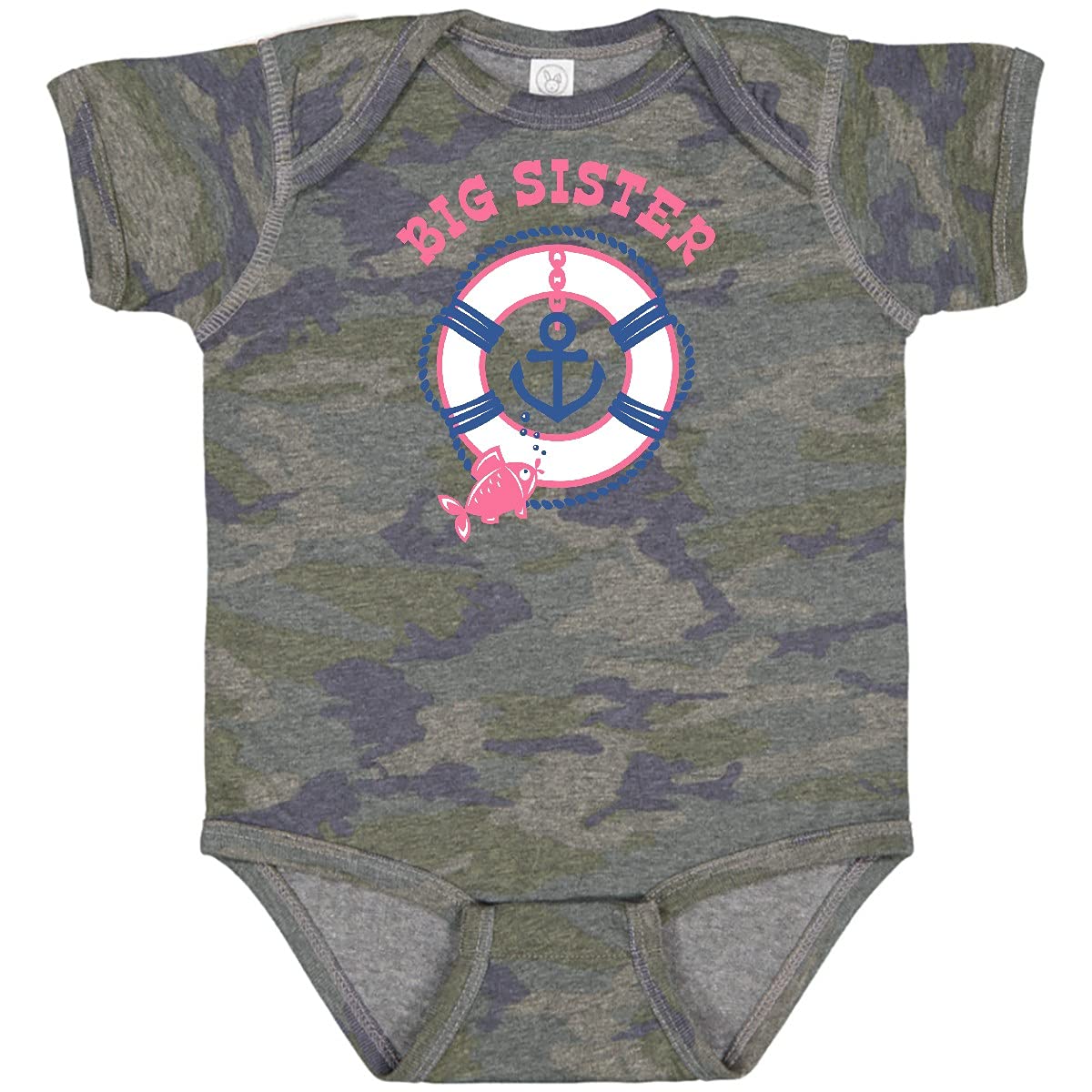 Inktastic Nautical Big Sister Baby Bodysuit - Cute Matching Outfit for Siblings, Newborn & Infant - Perfect for Family Photos, Beach Trips & Special Occasions
