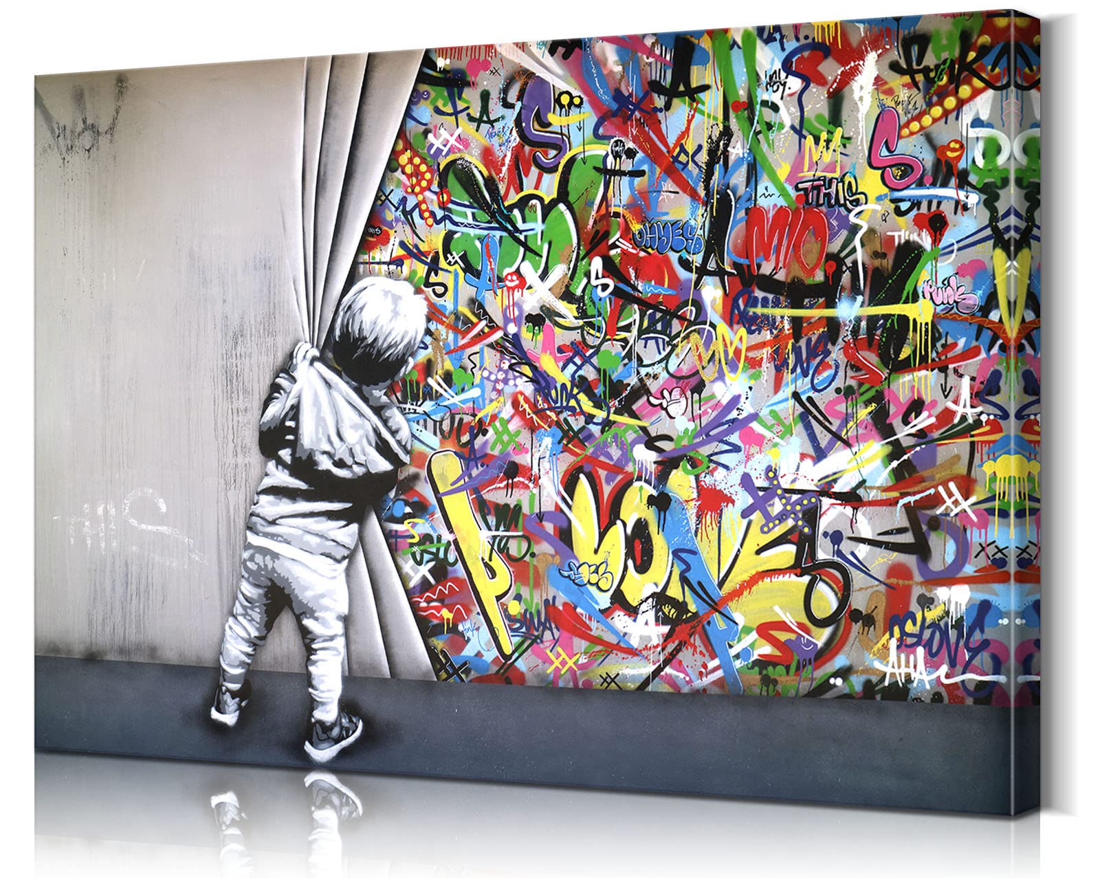 Vibrant Graffiti Wall Art Canvas - Colorful Pop Art Street Art Poster for Room Decor (12''H x 18''W) - Perfect for Living Room, Bedroom & Urban Style Home Décor