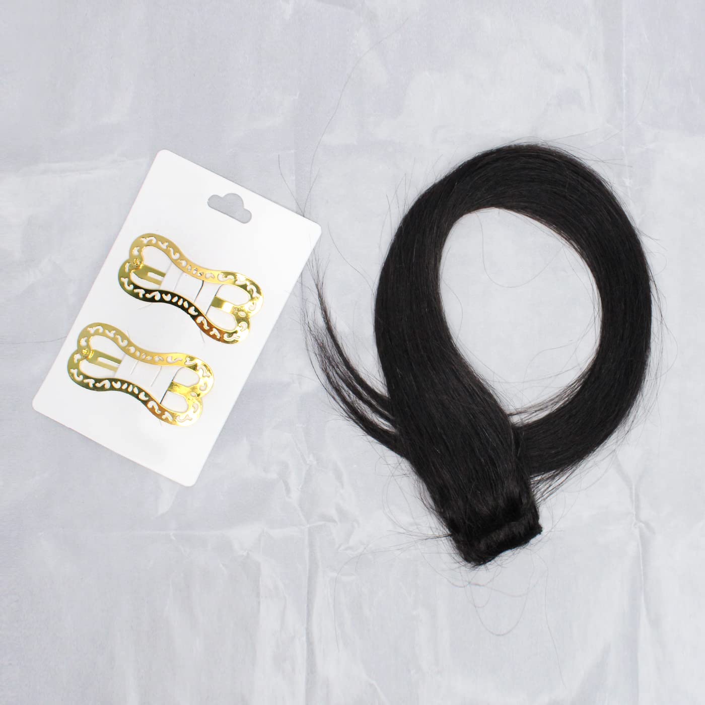 Majik Human Hair Side Cover Up Patch Extension For Women - 14 Inch Natural Brown Hair Topper - Set of 2 Pieces with Free Hair Clips - Perfect for Thinning Hair & Instant Volume - Great for Daily Wear, Parties & Special Occasions