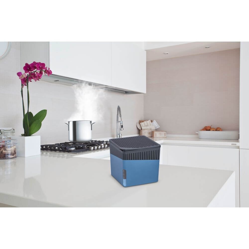 500g Blue Refillable Dehumidifier Cube - Moisture Absorber for Closets, Bathrooms & Basements | Reusable & Eco-Friendly