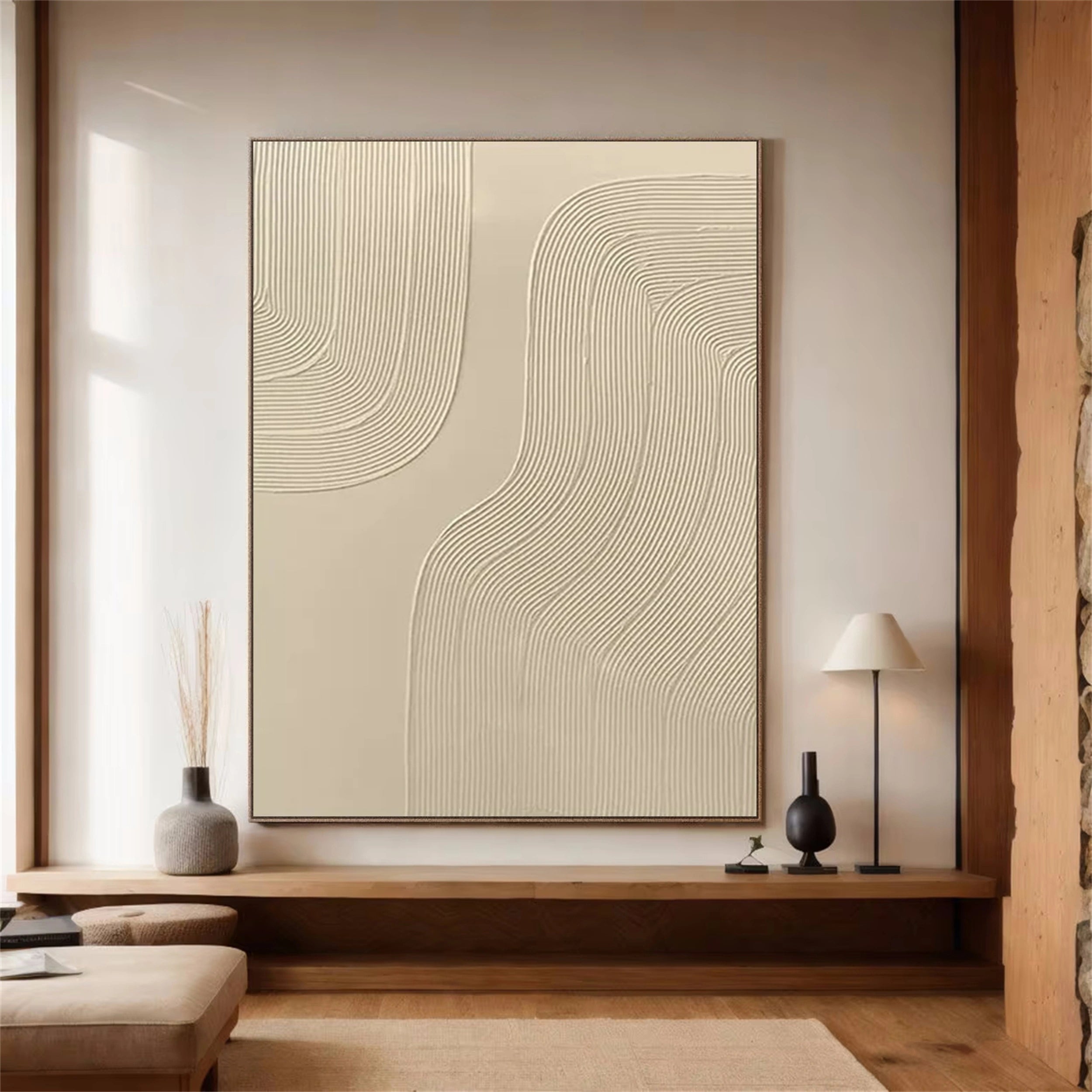 Beige & Brown Abstract Wall Art Canvas Print #BB093 - Modern Home Decor for Living Room, Bedroom & Office