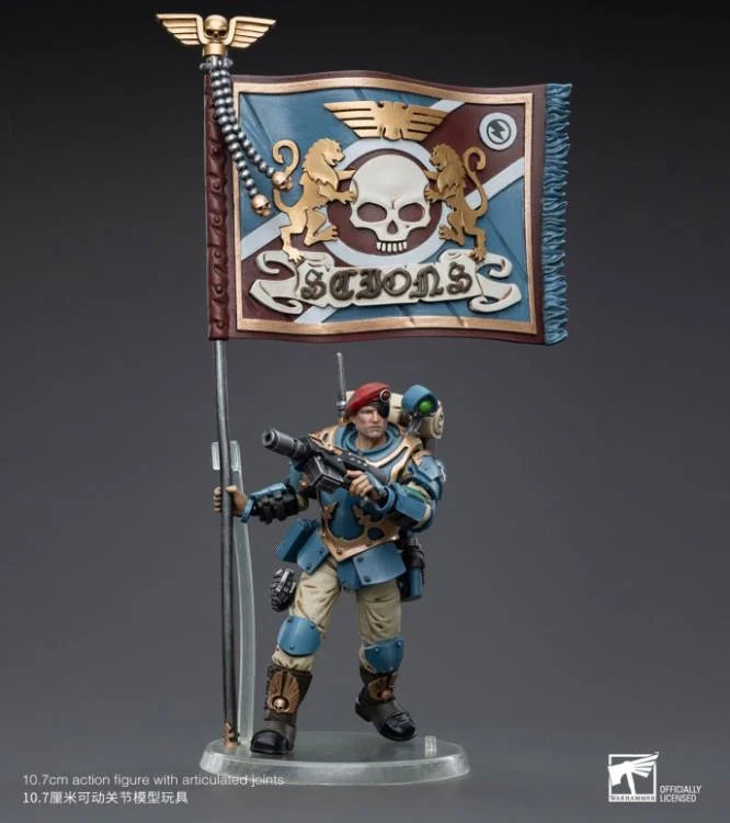 JOYTOY Warhammer 40K Astra Militarum Tempestus Scions Command Squad - 55th Kappic Eagles Banner Bearer Action Figure | Collectible Miniature for Tabletop Gaming, Display & Warhammer 40K Battles