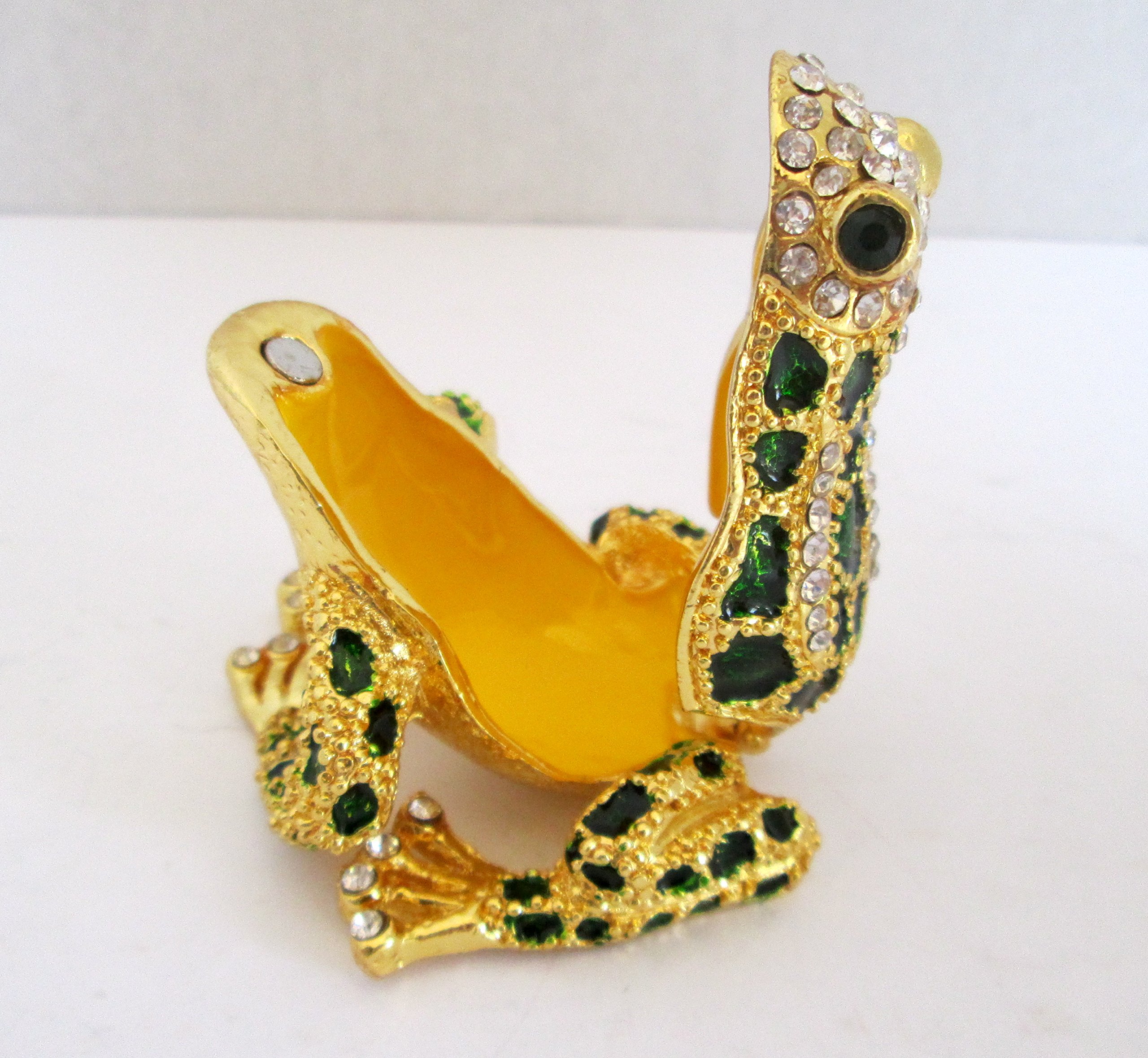 Exquisite Bejeweled Frog Jewelry Box - Handcrafted Collectible Trinket for Necklaces & Rings - Perfect Gift for Home Decor & Jewelry Storage
