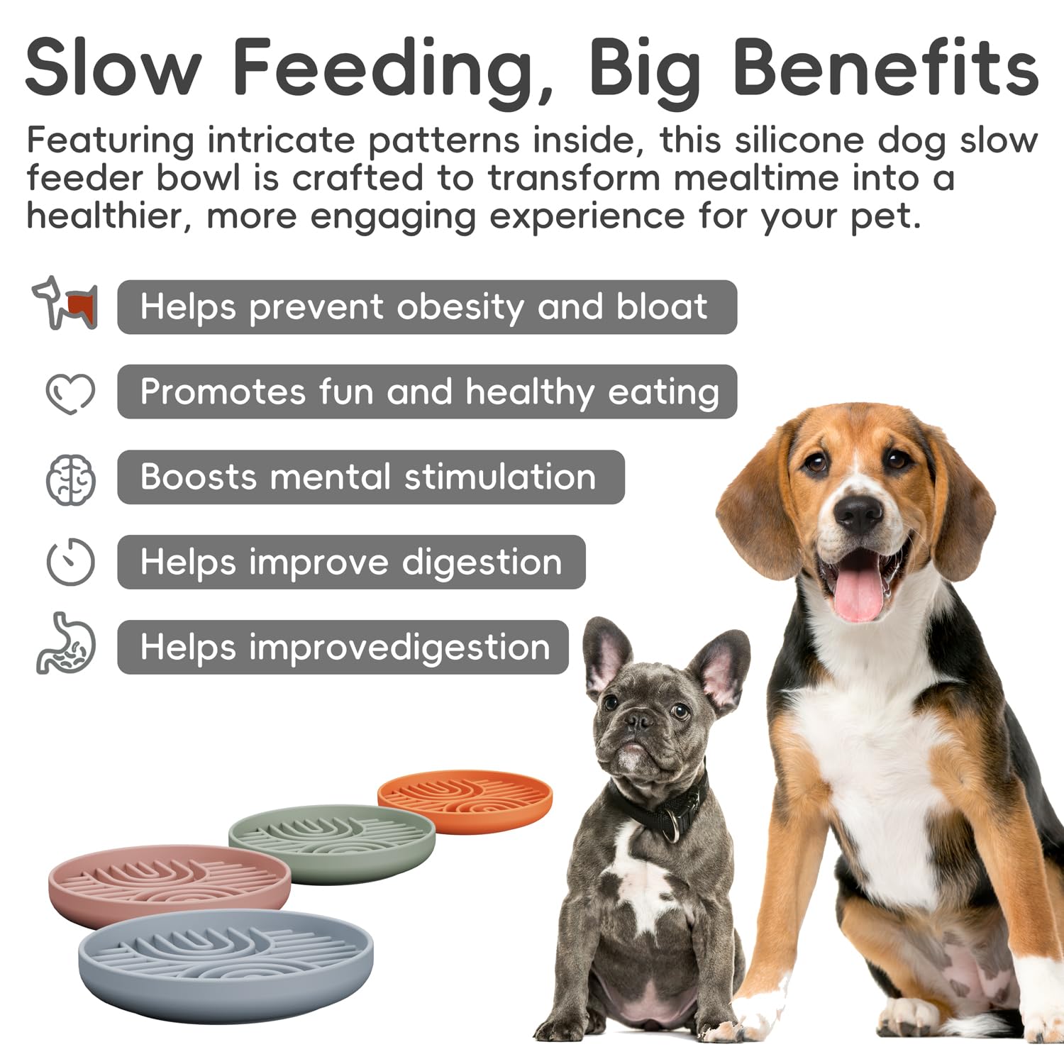 Slow Feeder Dog Bowls - Non-Slip Silicone Puzzle Bowl for Dogs & Puppies | Reduce Anxiety & Bloat | Dishwasher Safe for All Breeds | Perfect for Fast Eaters, Mealtime Enrichment & Training
