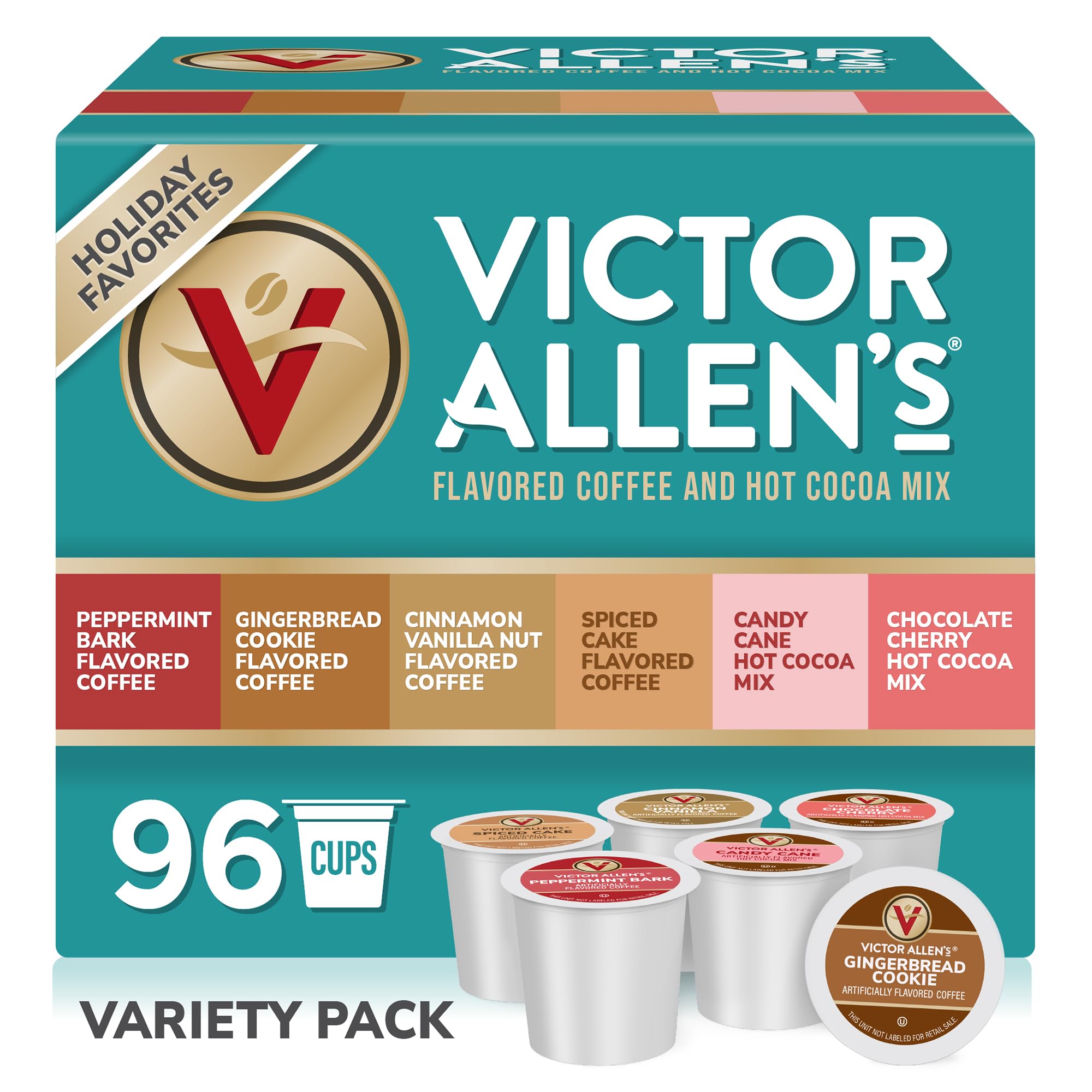Victor Allen's Coffee & Cocoa Variety Pack - 96 K-Cups for Keurig | Holiday Gift & Office Use