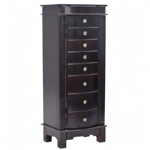 Henf Standing Jewelry Armoire Cabinet with Mirror - Large Jewelry Storage Chest with 8 Drawers, 2 Side Doors & 16 Necklace Hooks | Jewelry Organizer for Necklaces, Rings & Accessories | Perfect for Bedroom, Dressing Room & Closet Organization