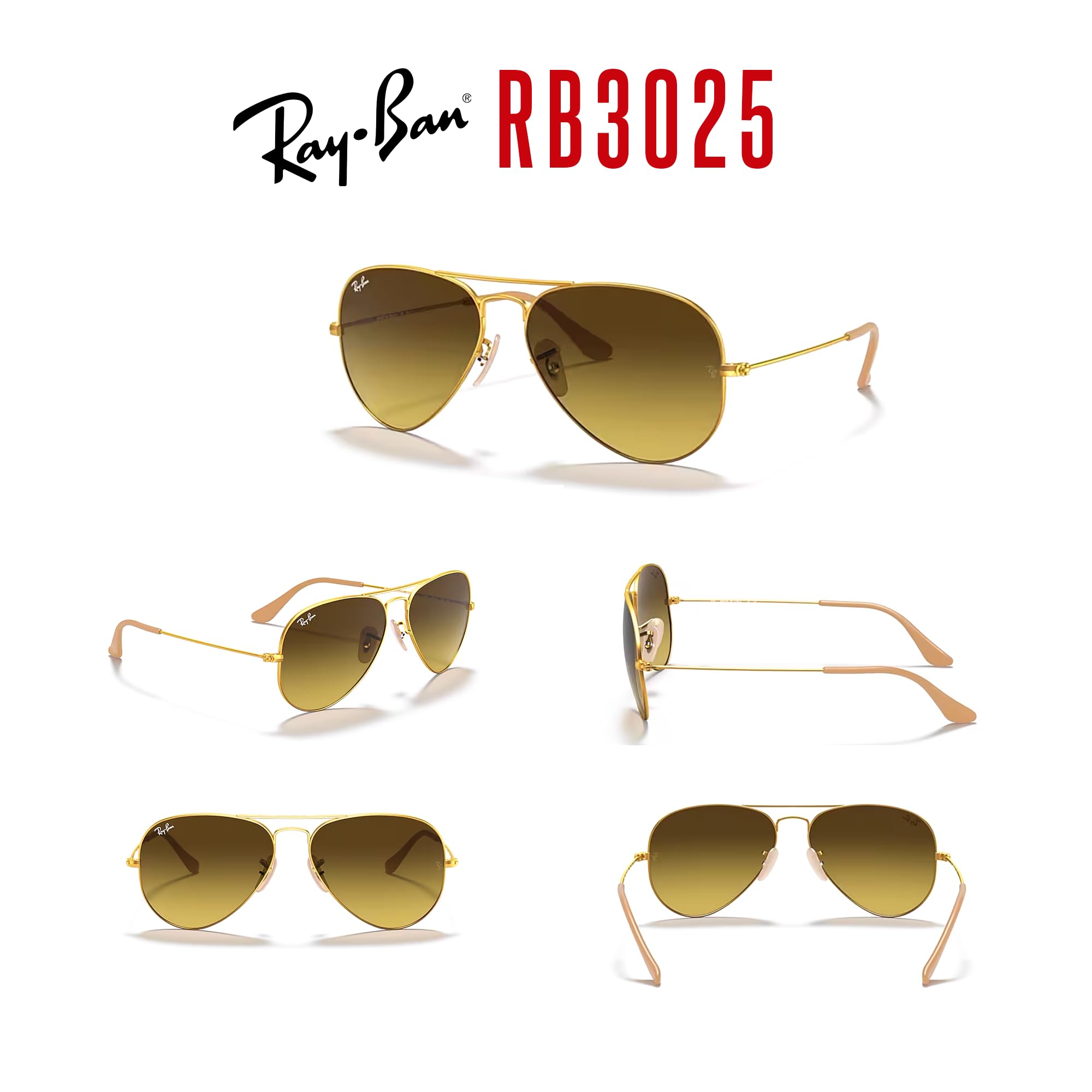 Ray-Ban RB3025 Metal Aviator Sunglasses for Men & Women - UV Protection Polarized Lenses + Free Eyewear Care Kit | Perfect for Driving, Travel & Outdoor Activities